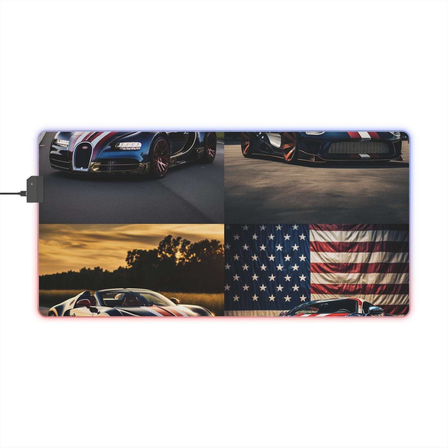 LED Gaming Mouse Pad Bugatti Flag American 5