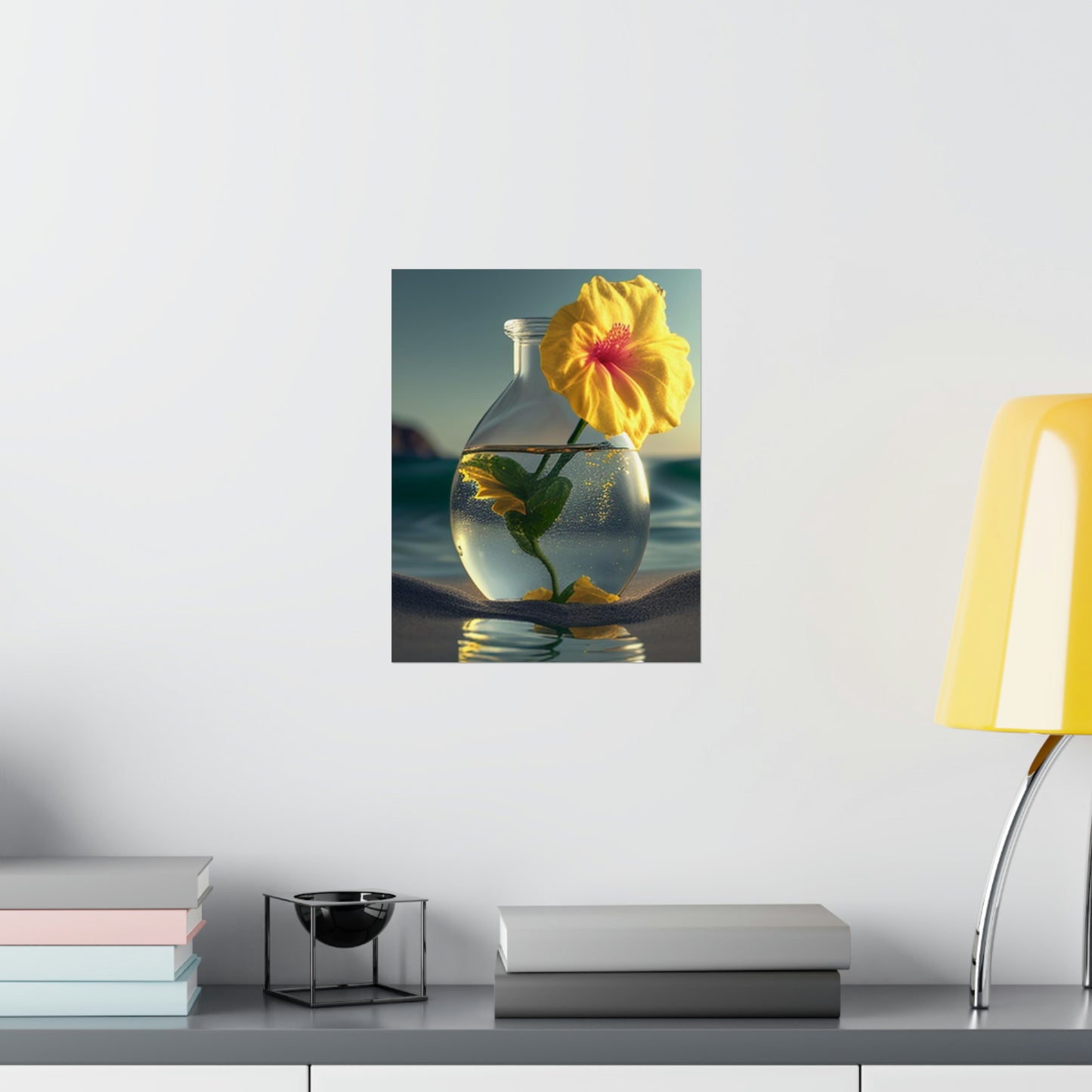 Premium Matte Vertical Posters Yellow Hibiscus glass 2