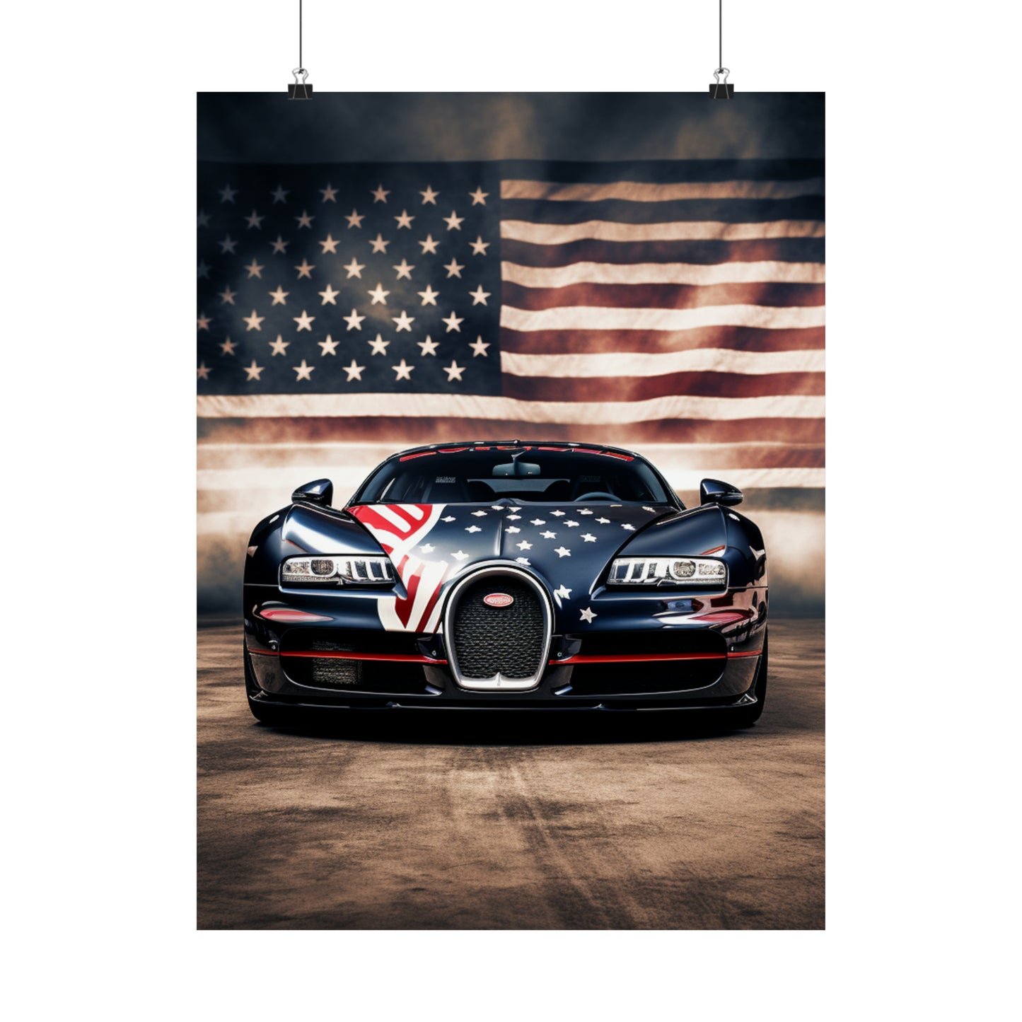 Premium Matte Vertical Posters Bugatti American Flag 2