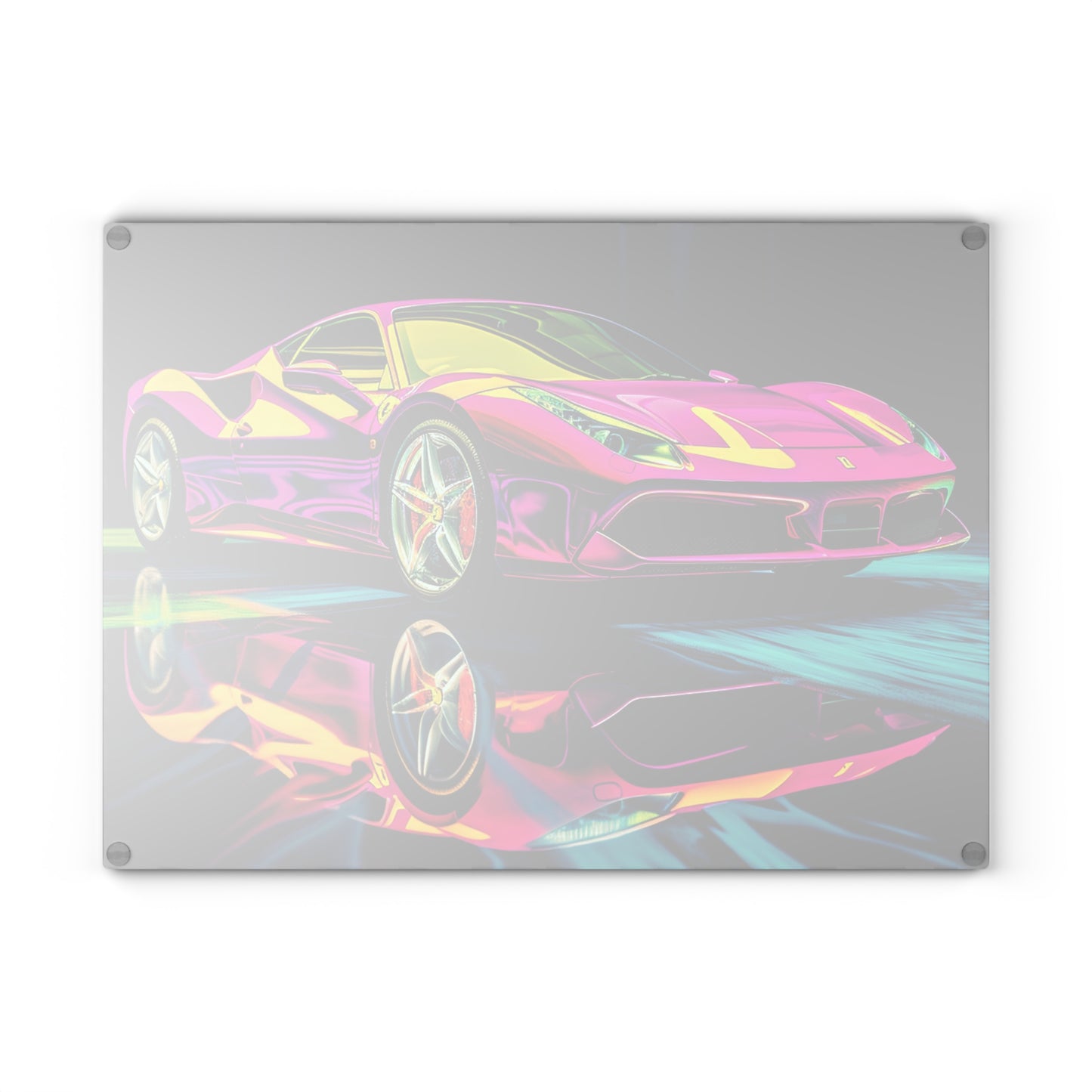 Glass Cutting Board Pink Ferrari Macro 3