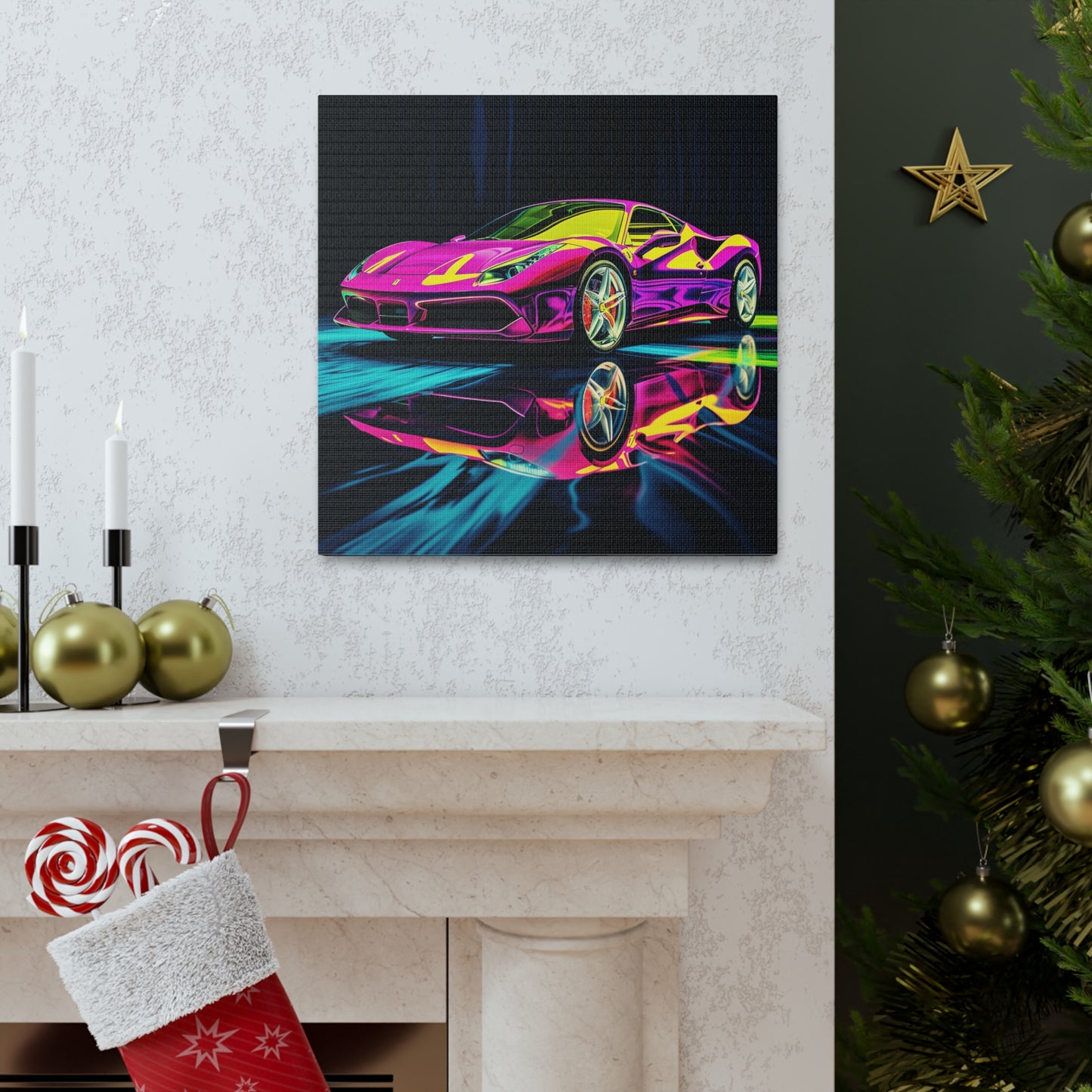 Canvas Gallery Wraps Pink Ferrari Macro 3