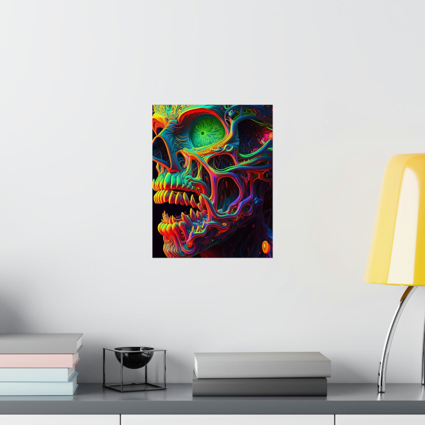 Premium Matte Vertical Posters Florescent Skull Death 1