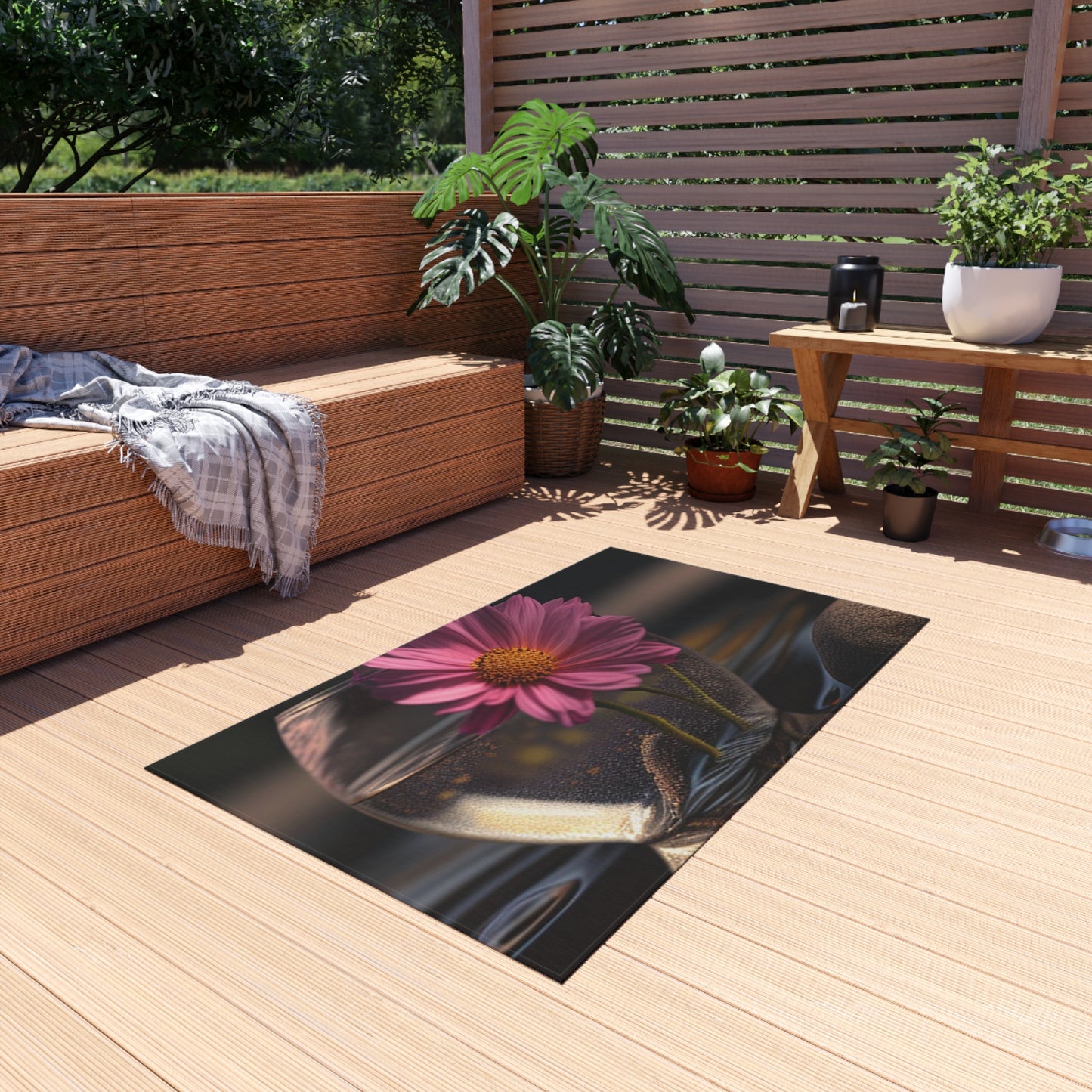 Outdoor Rug  Pink Daisy 4