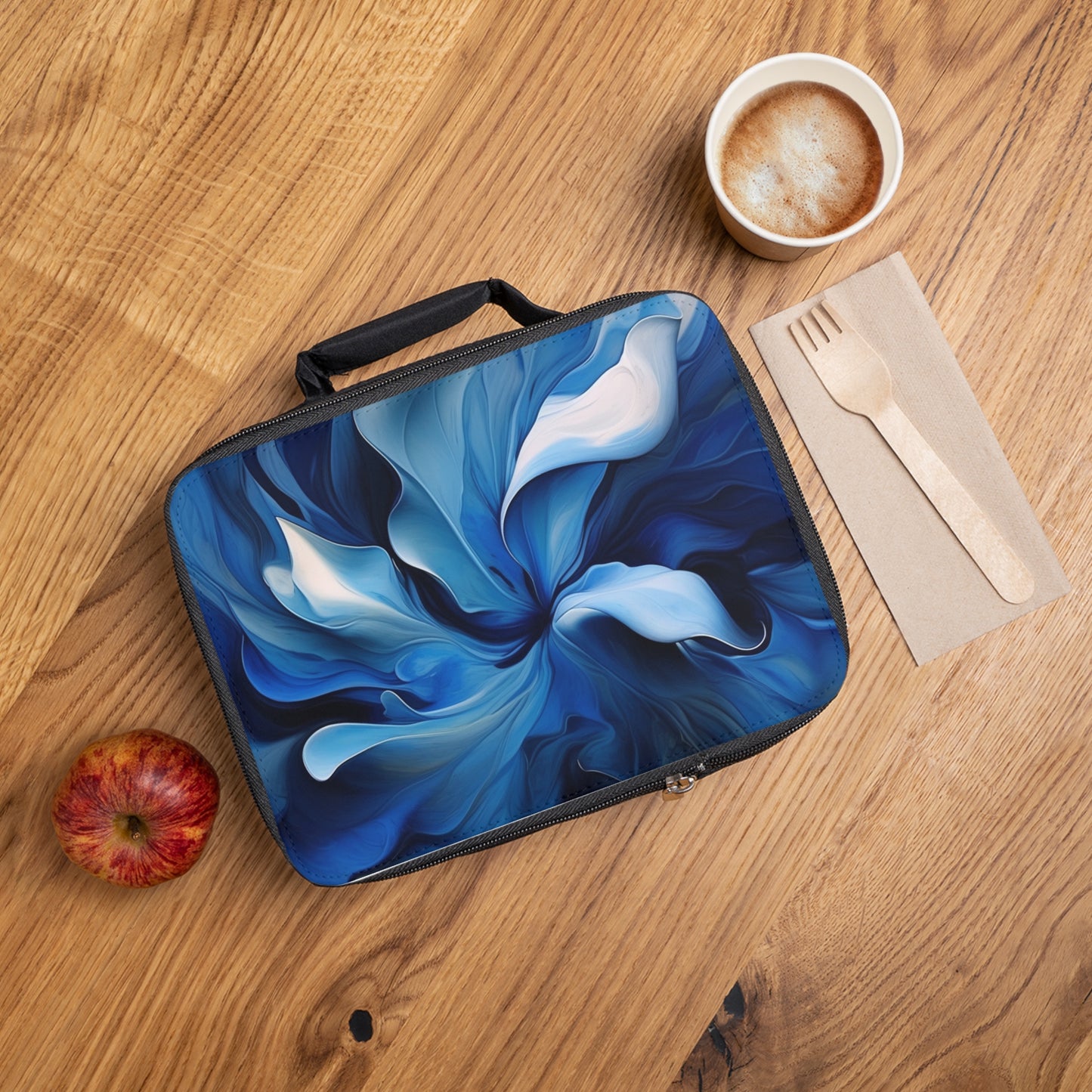 Lunch Bag Abstract Blue Tulip 4