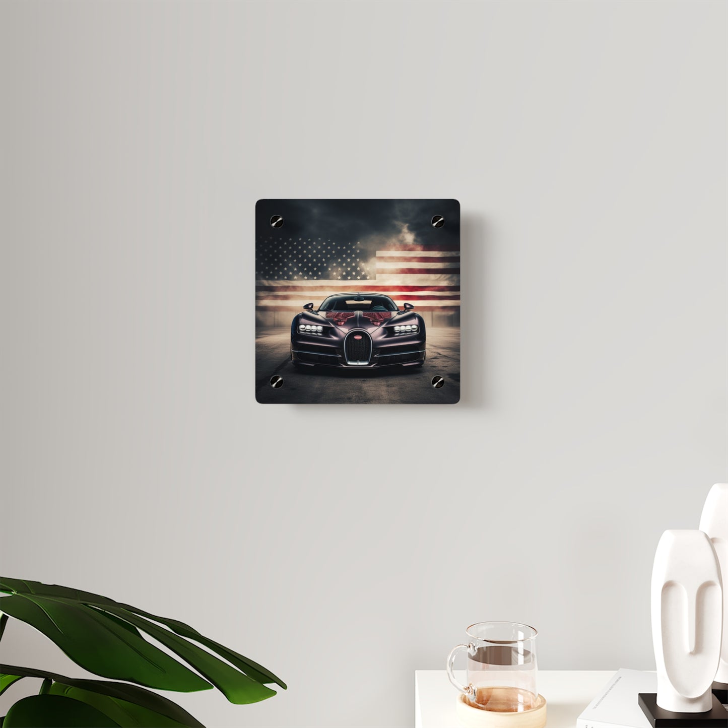 Acrylic Wall Art Panels American Flag Background Bugatti 2