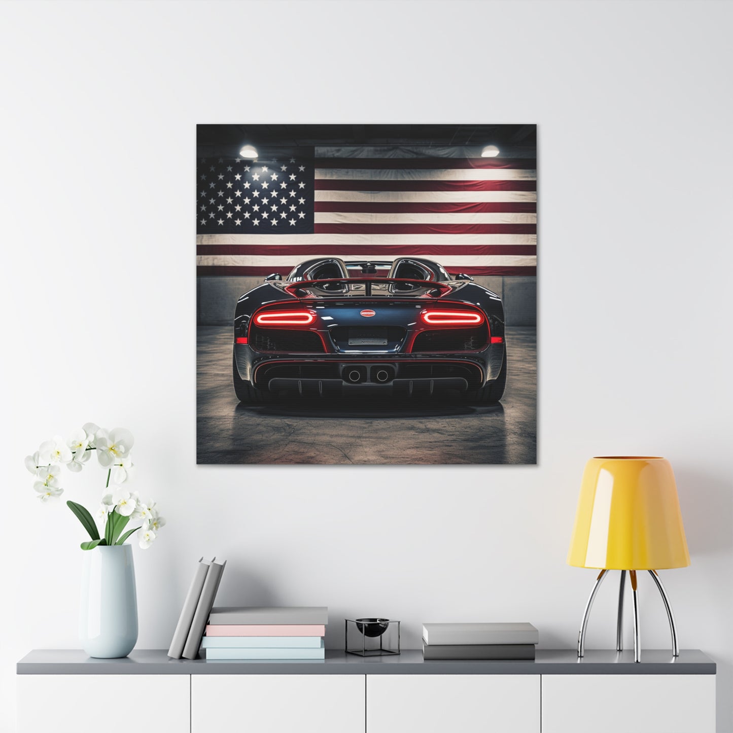 Canvas Gallery Wraps American Flag Background Bugatti 4