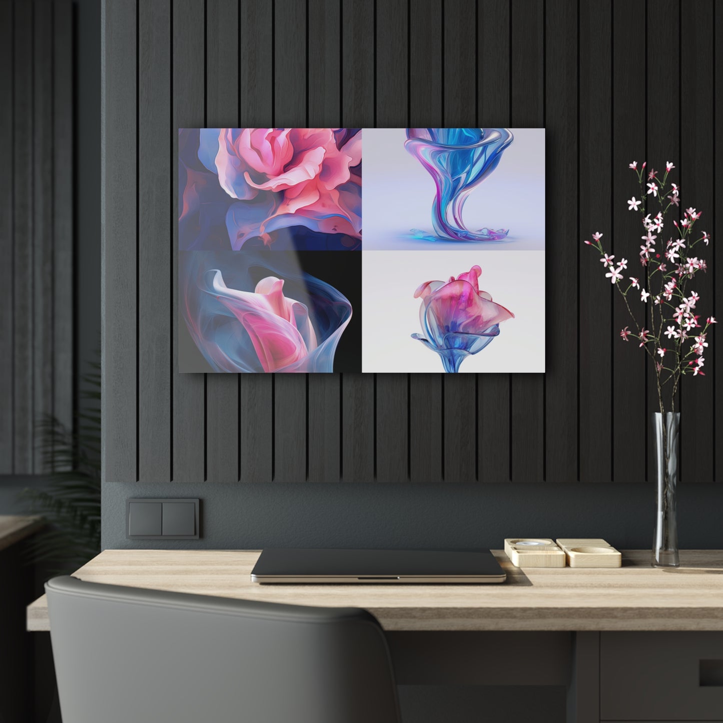 Acrylic Prints Pink & Blue Tulip Rose 5