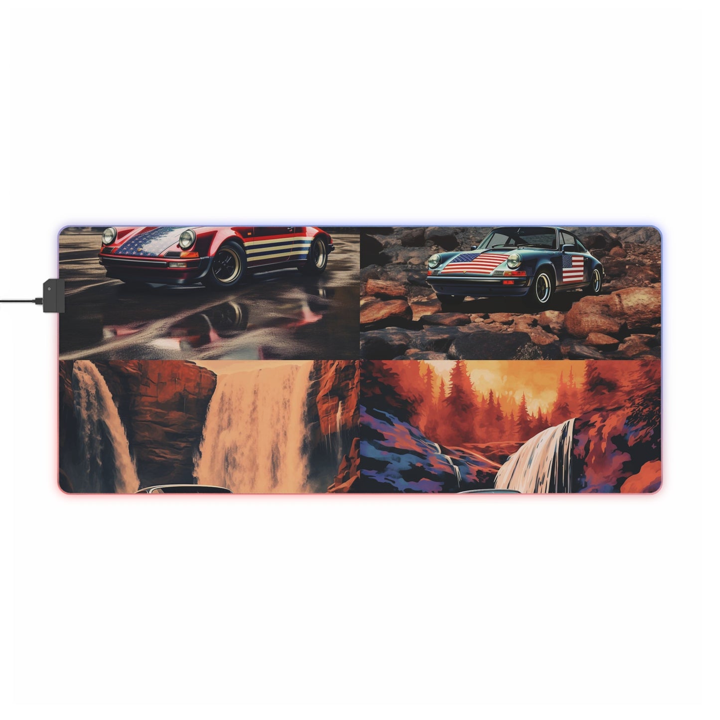 LED Gaming Mouse Pad American Flag Porsche Abstract 5