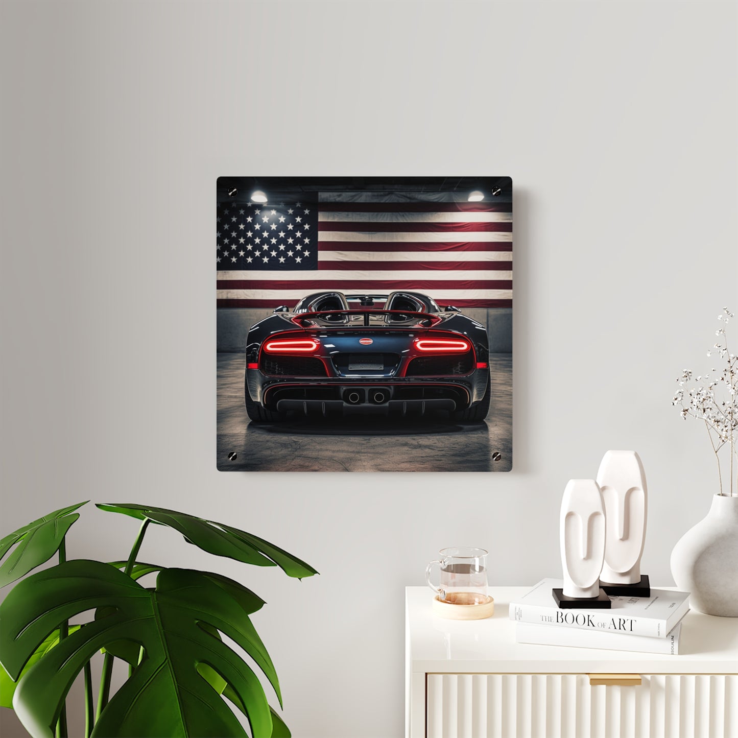 Acrylic Wall Art Panels American Flag Background Bugatti 4