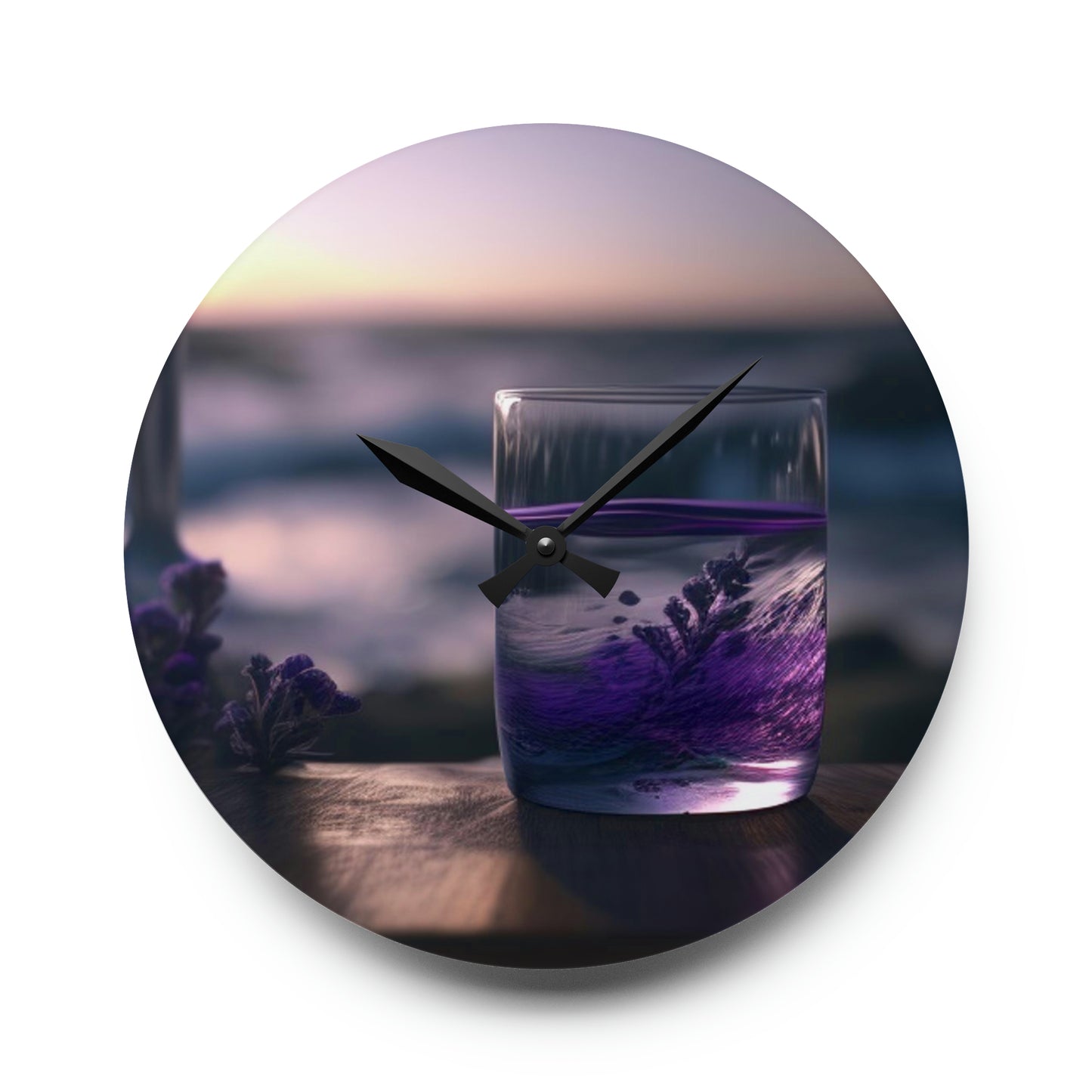 Acrylic Wall Clock Lavender in a vase 4