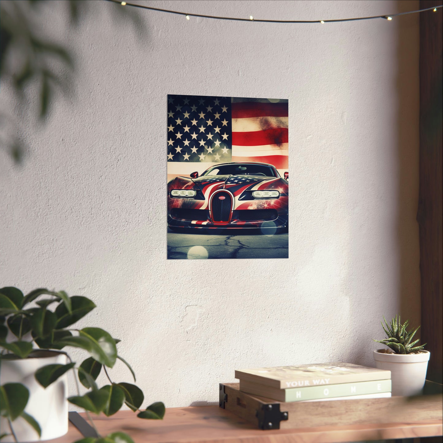 Premium Matte Vertical Posters Abstract American Flag Background Bugatti 1