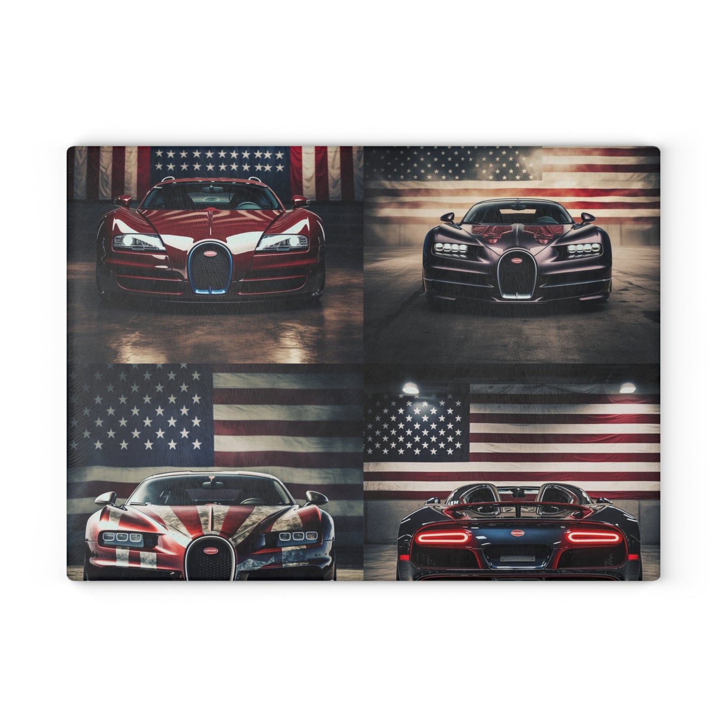 Glass Cutting Board American Flag Background Bugatti 5