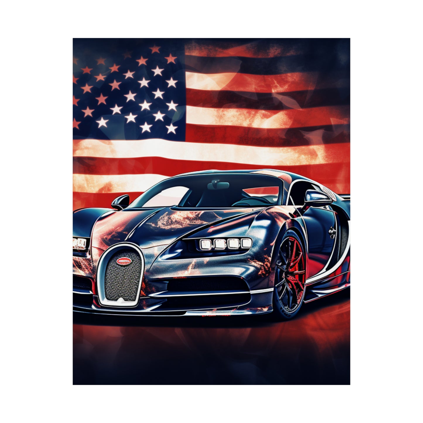 Premium Matte Vertical Posters Abstract American Flag Background Bugatti 4