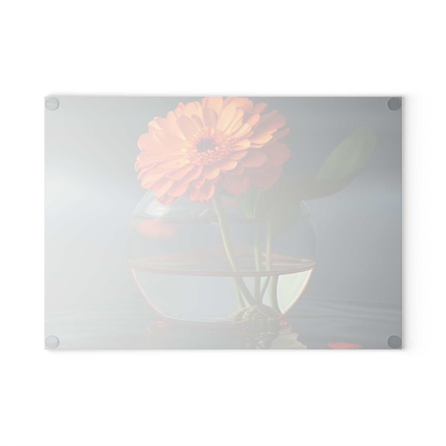 Glass Cutting Board Orange Zinnia 2