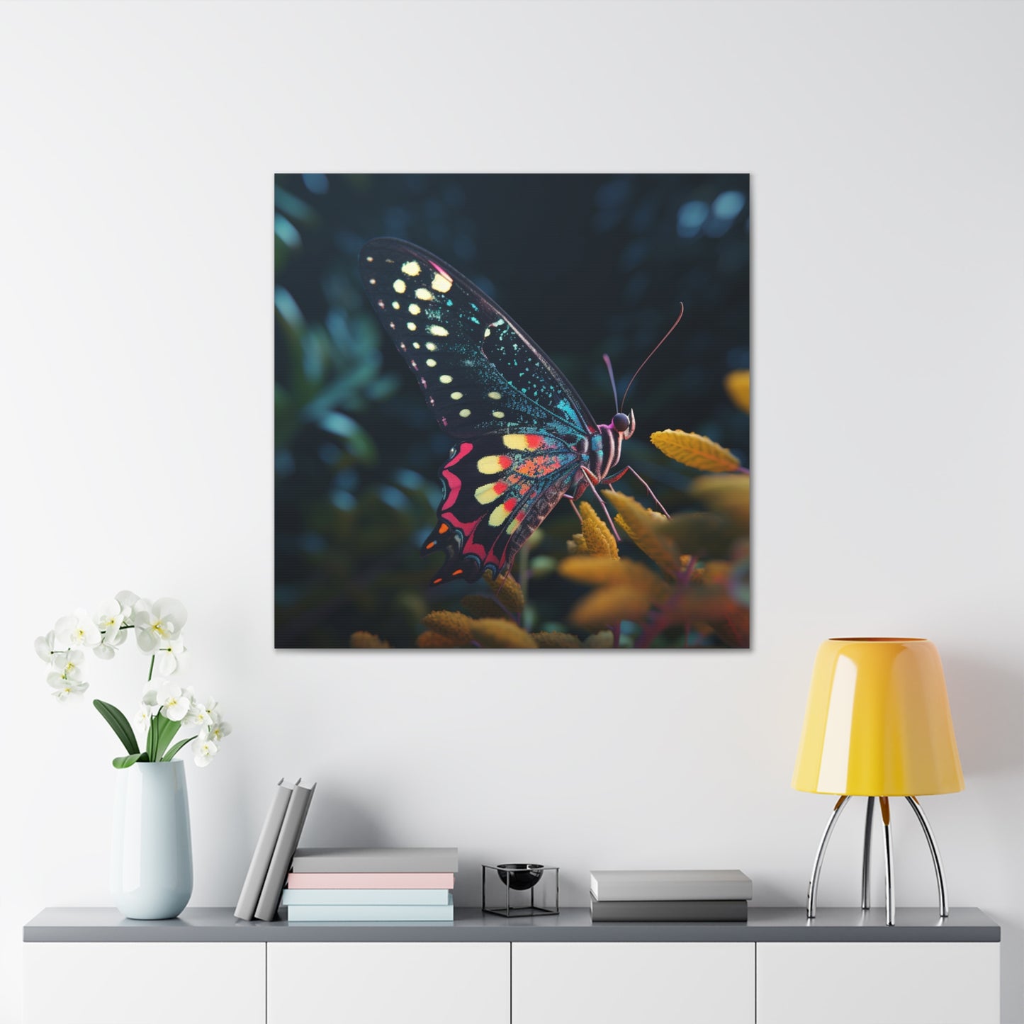 Canvas Gallery Wraps Hyper Colorful Butterfly Macro 2