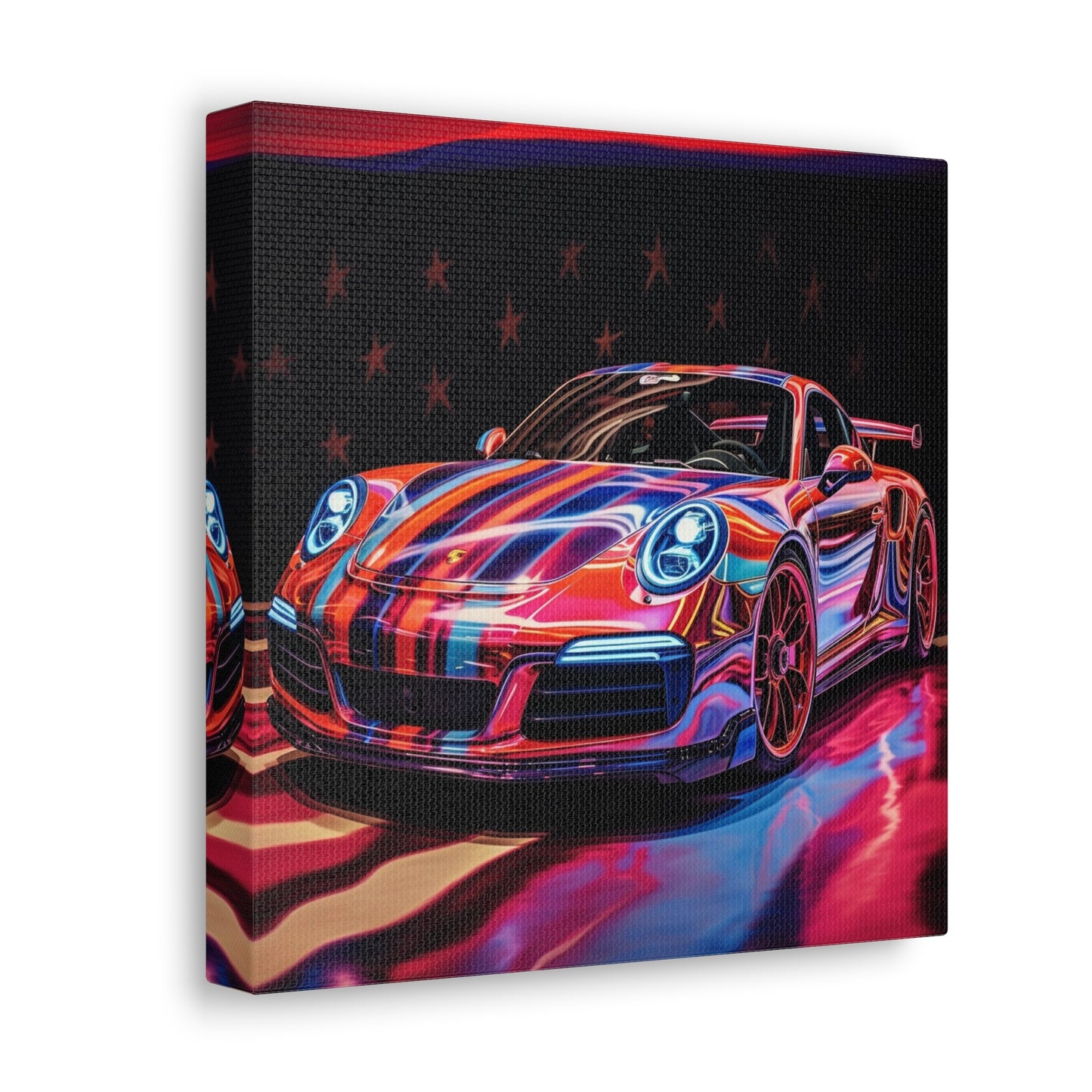 Canvas Gallery Wraps American Flag Colored Porsche 3