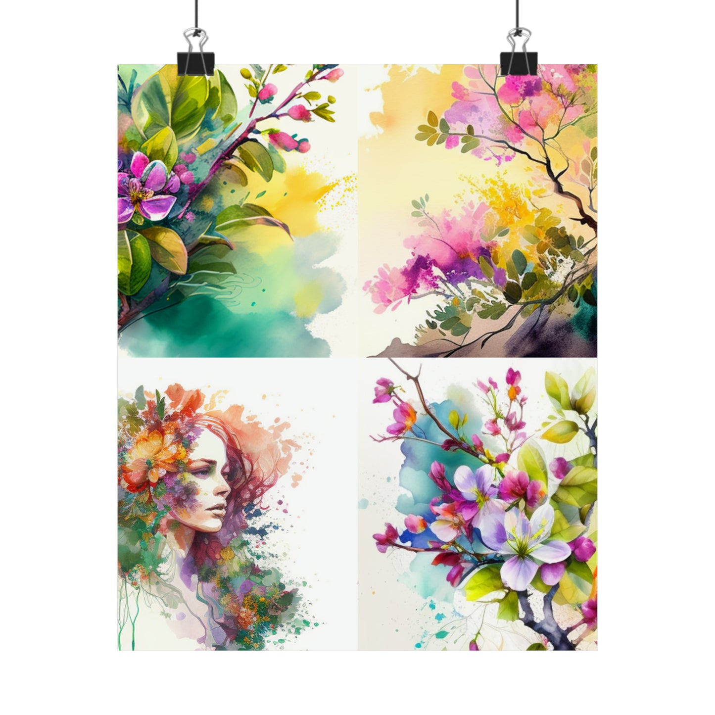 Premium Matte Vertical Posters Mother Nature Bright Spring Colors Realistic Watercolor 5