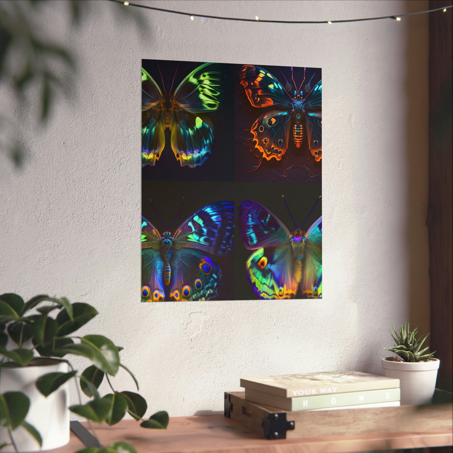 Premium Matte Vertical Posters Neon Hue Butterfly 5