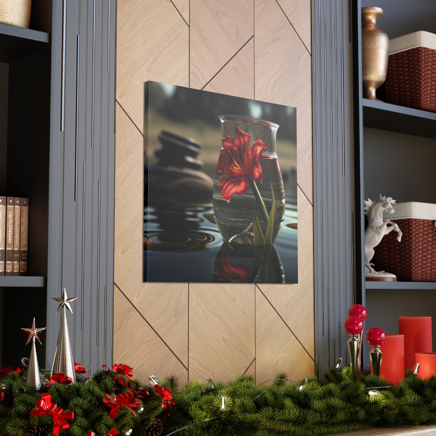 Canvas Gallery Wraps Red Lily in a Glass vase 4