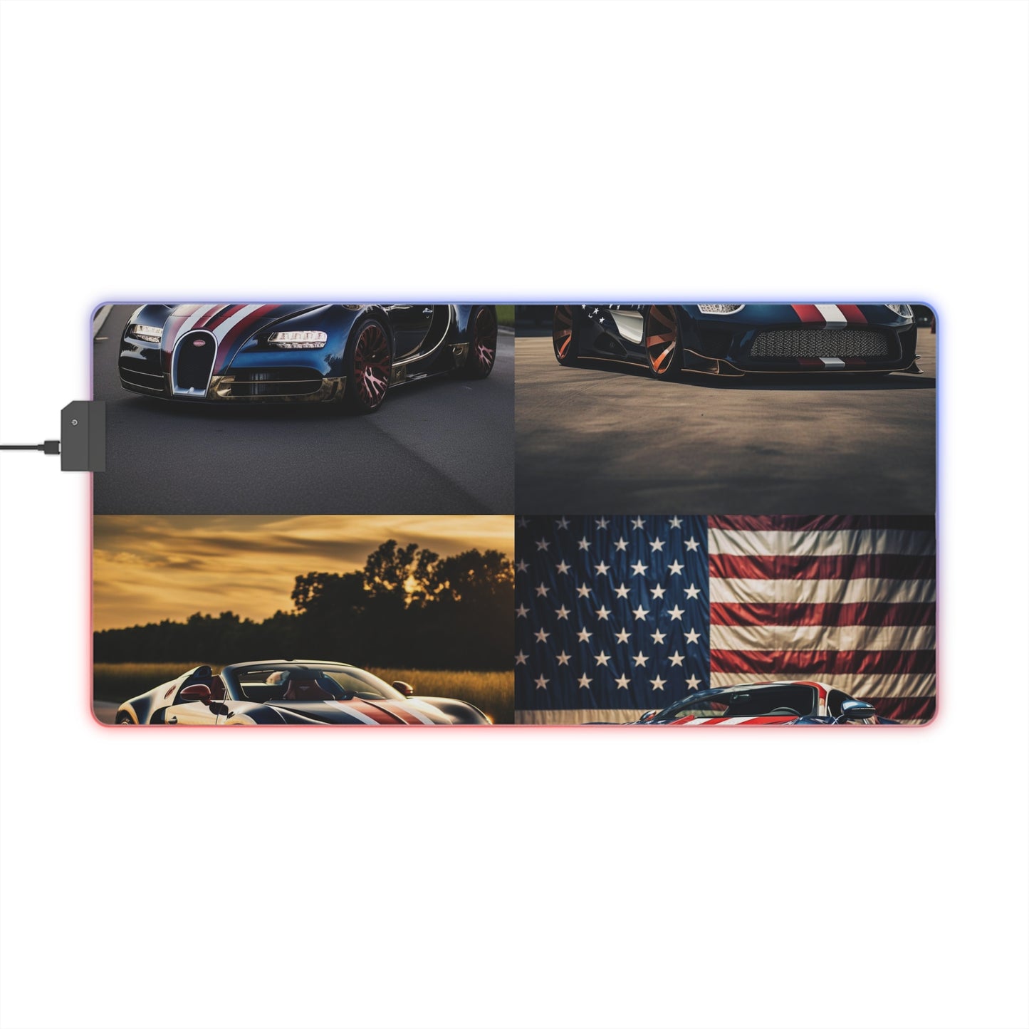 LED Gaming Mouse Pad Bugatti Flag American 5