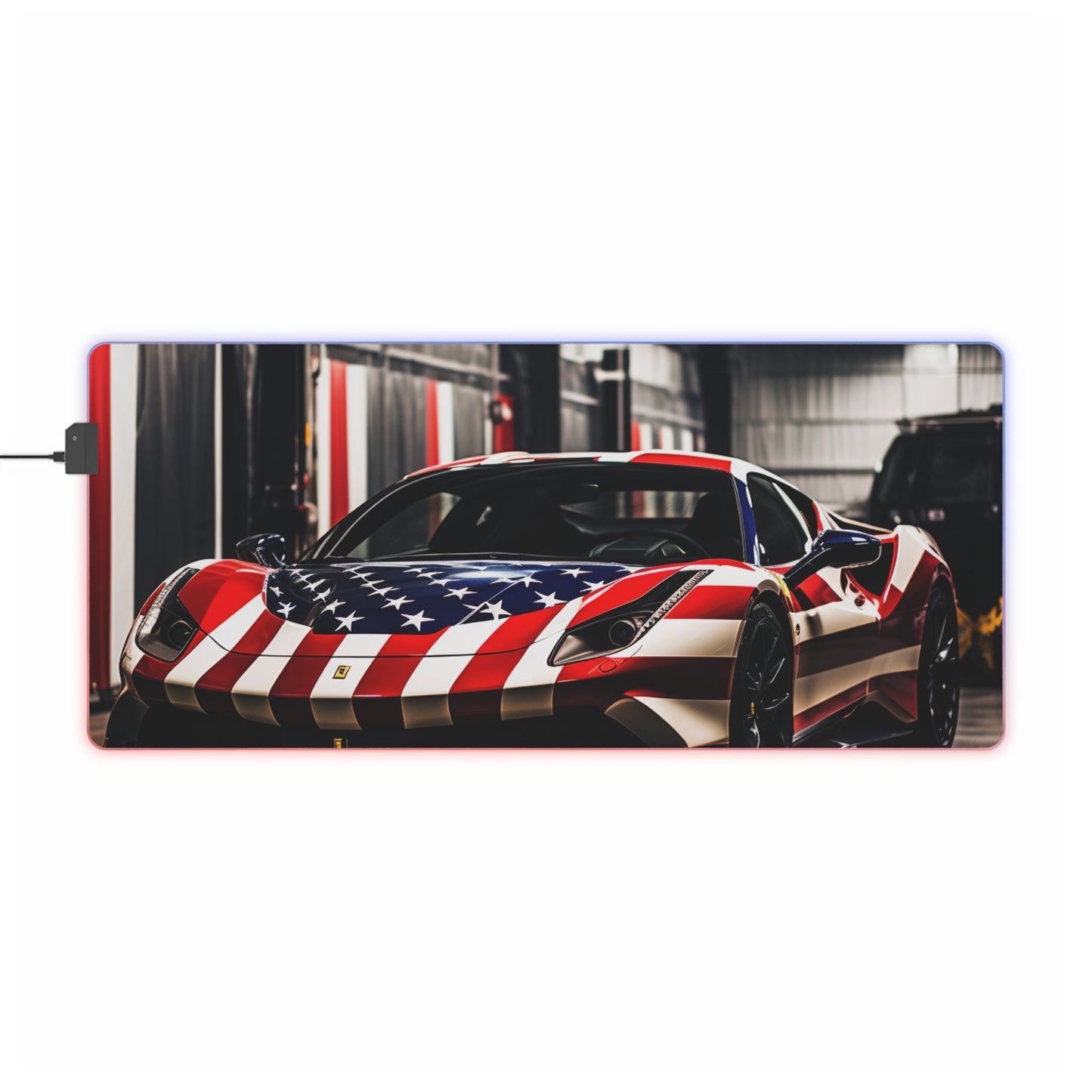 LED Gaming Mouse Pad American Flag Farrari 3