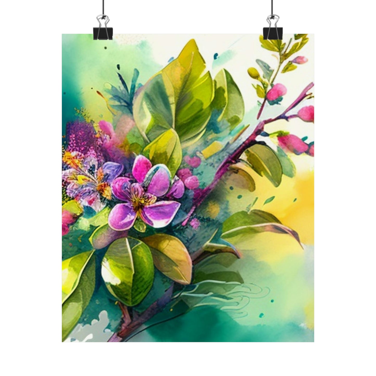 Premium Matte Vertical Posters Mother Nature Bright Spring Colors Realistic Watercolor 1