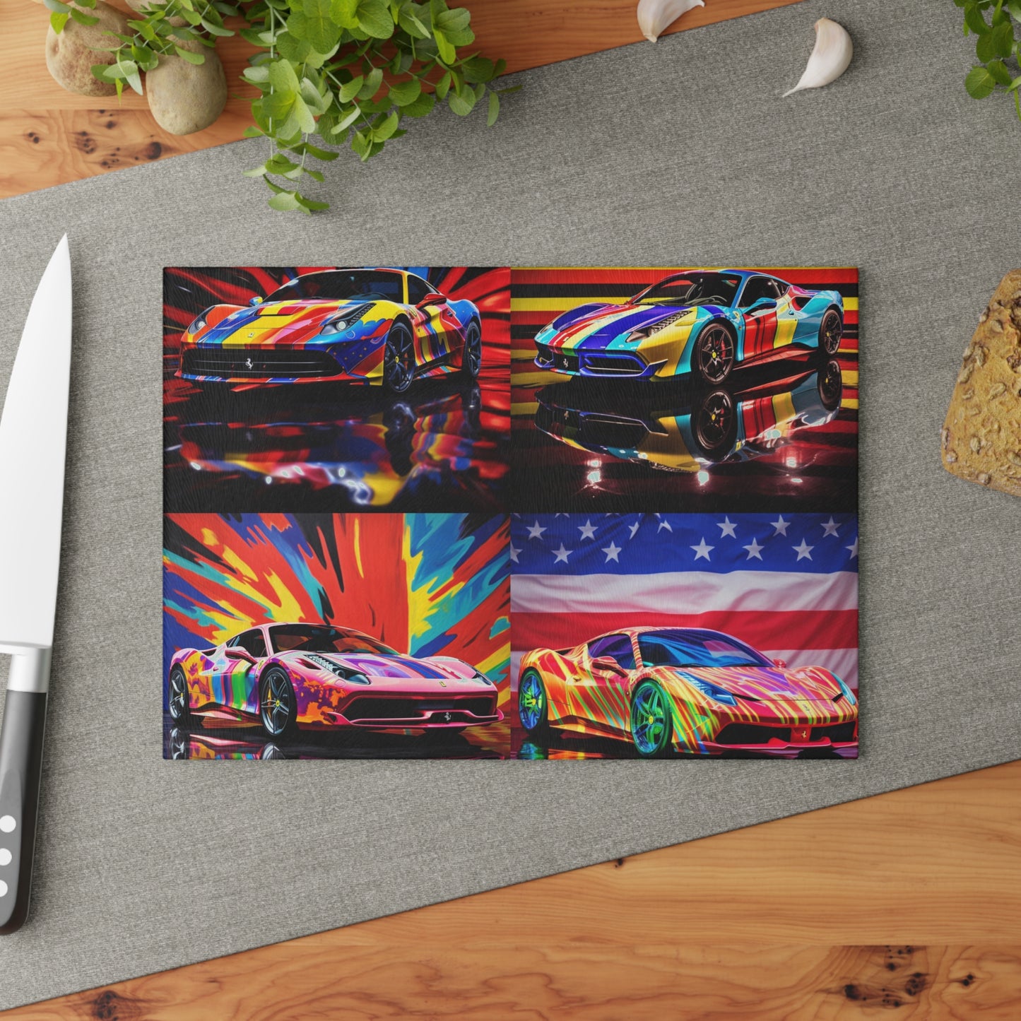 Glass Cutting Board Hyper Colorfull Ferrari 5