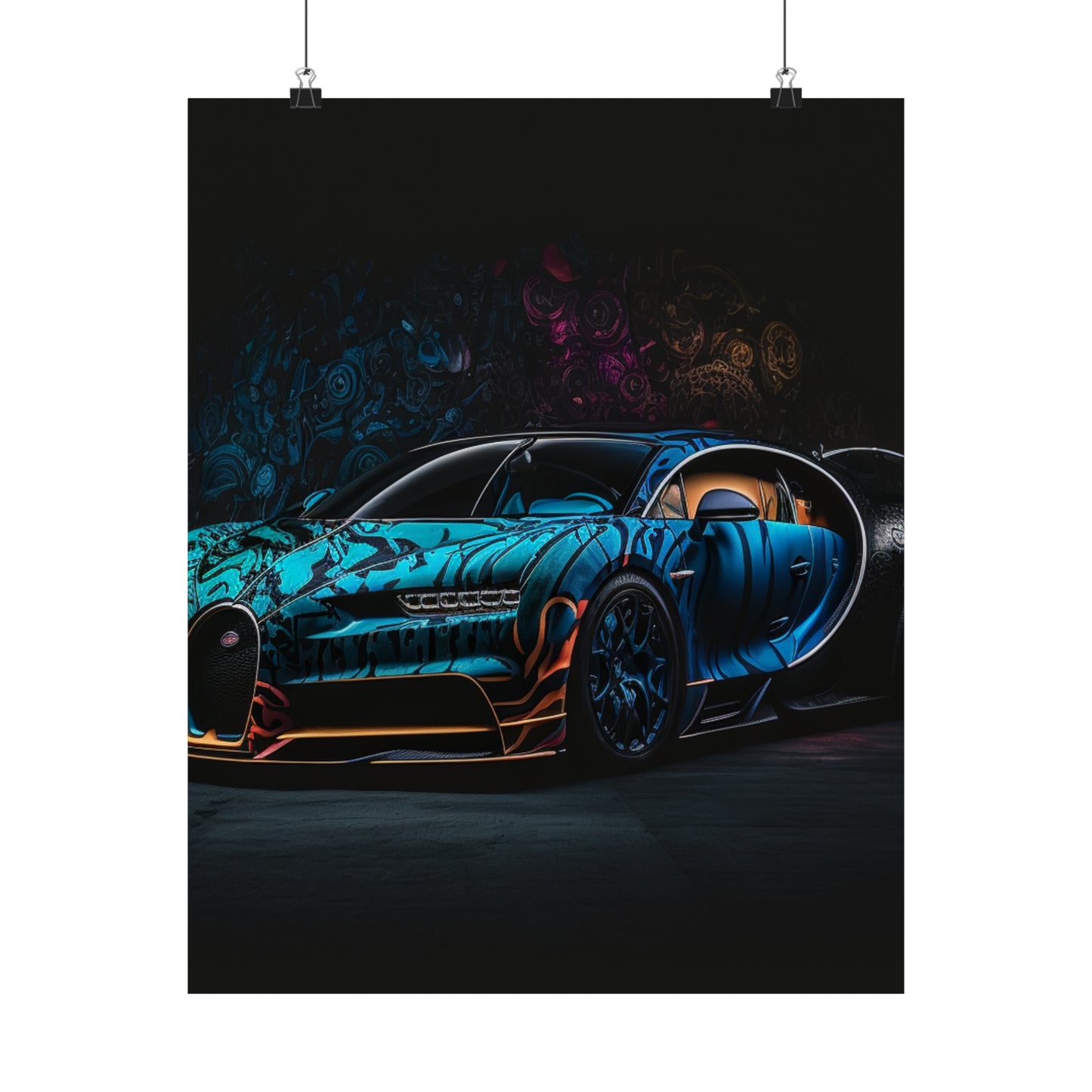 Premium Matte Vertical Posters Bugatti Blue 3