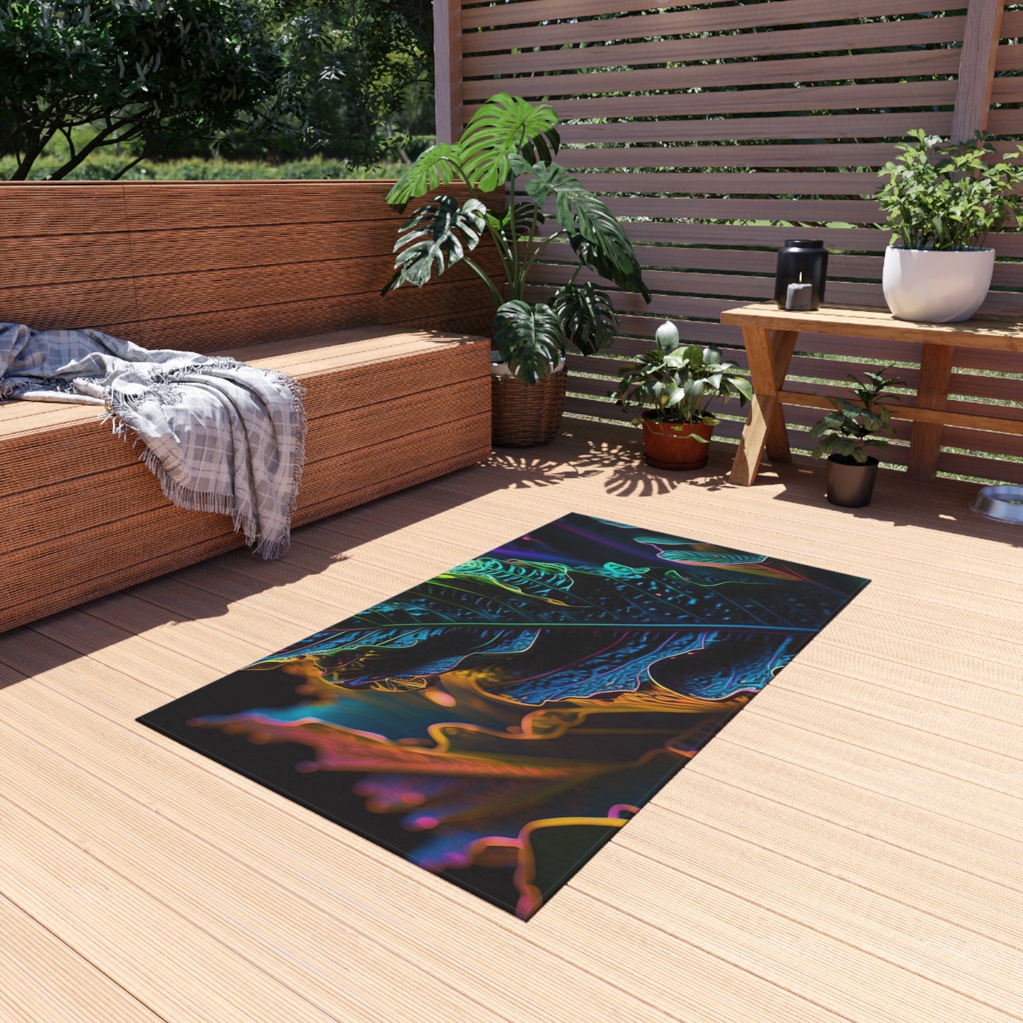 Outdoor Rug  Florescent Skull Death 4