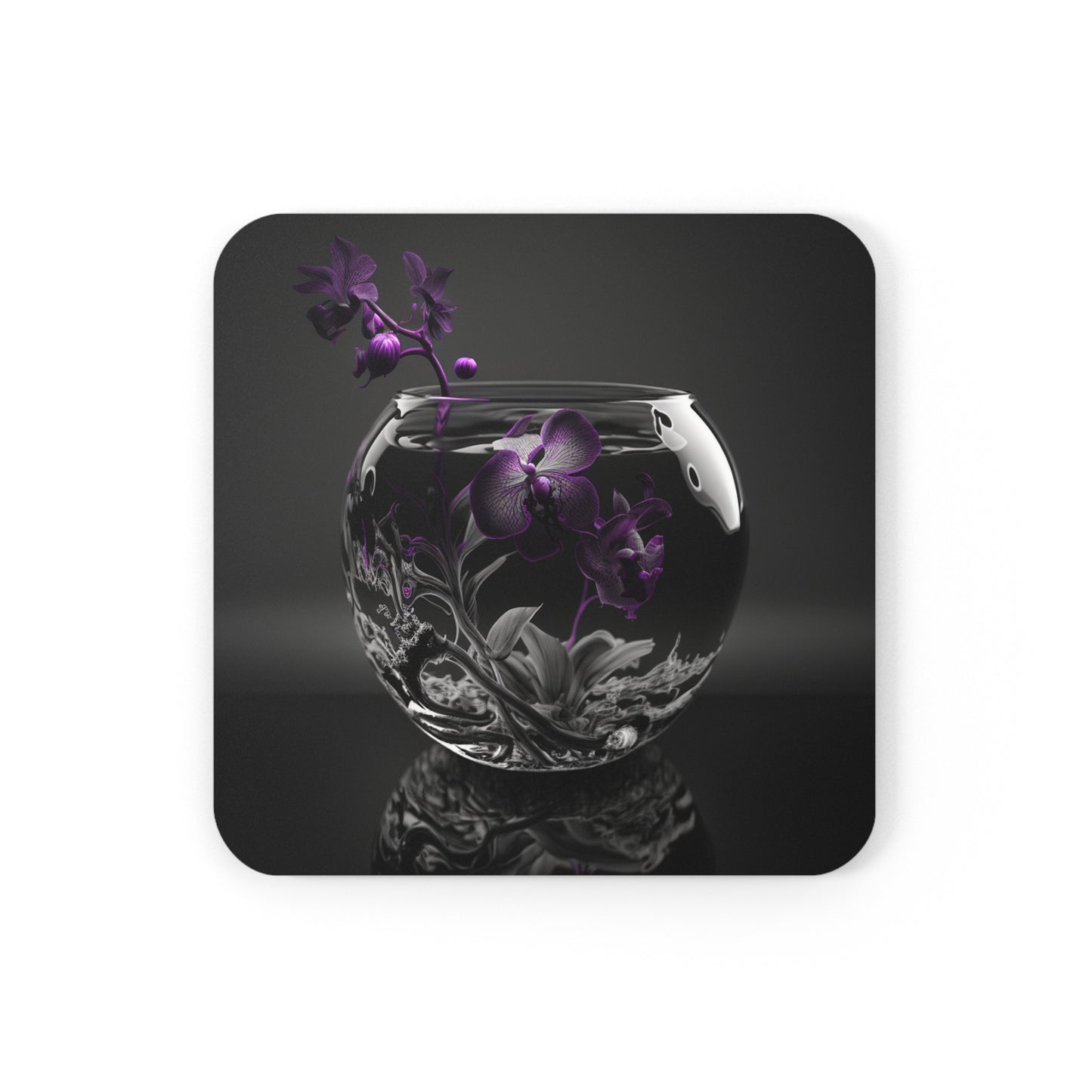 Cork Back Coaster Purple Orchid Glass vase 3