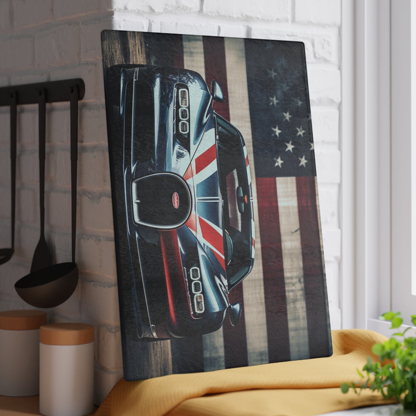 Glass Cutting Board Bugatti Flag 2