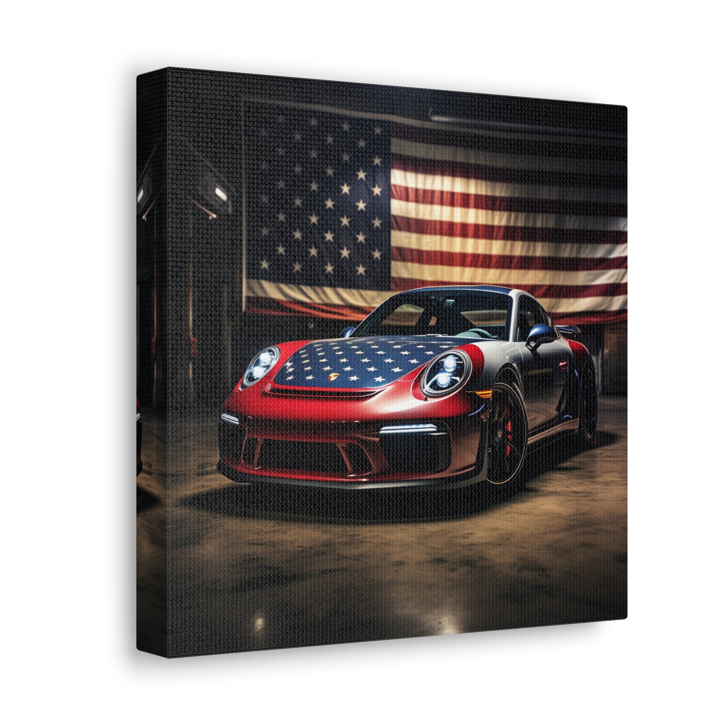 Canvas Gallery Wraps American Flag Background Porsche 1