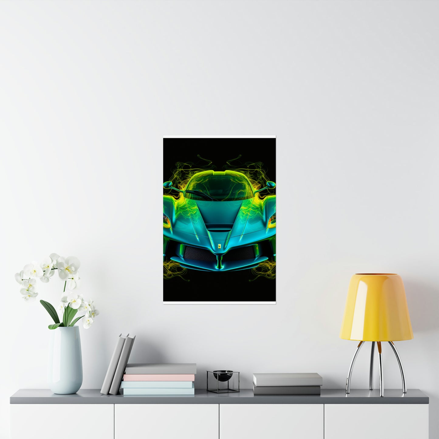 Premium Matte Vertical Posters Ferrari Neon 2