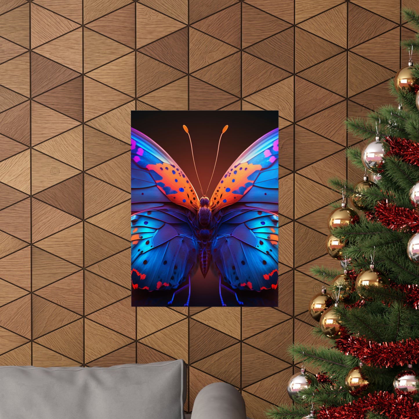 Premium Matte Vertical Posters Neon Butterfly Macro 3