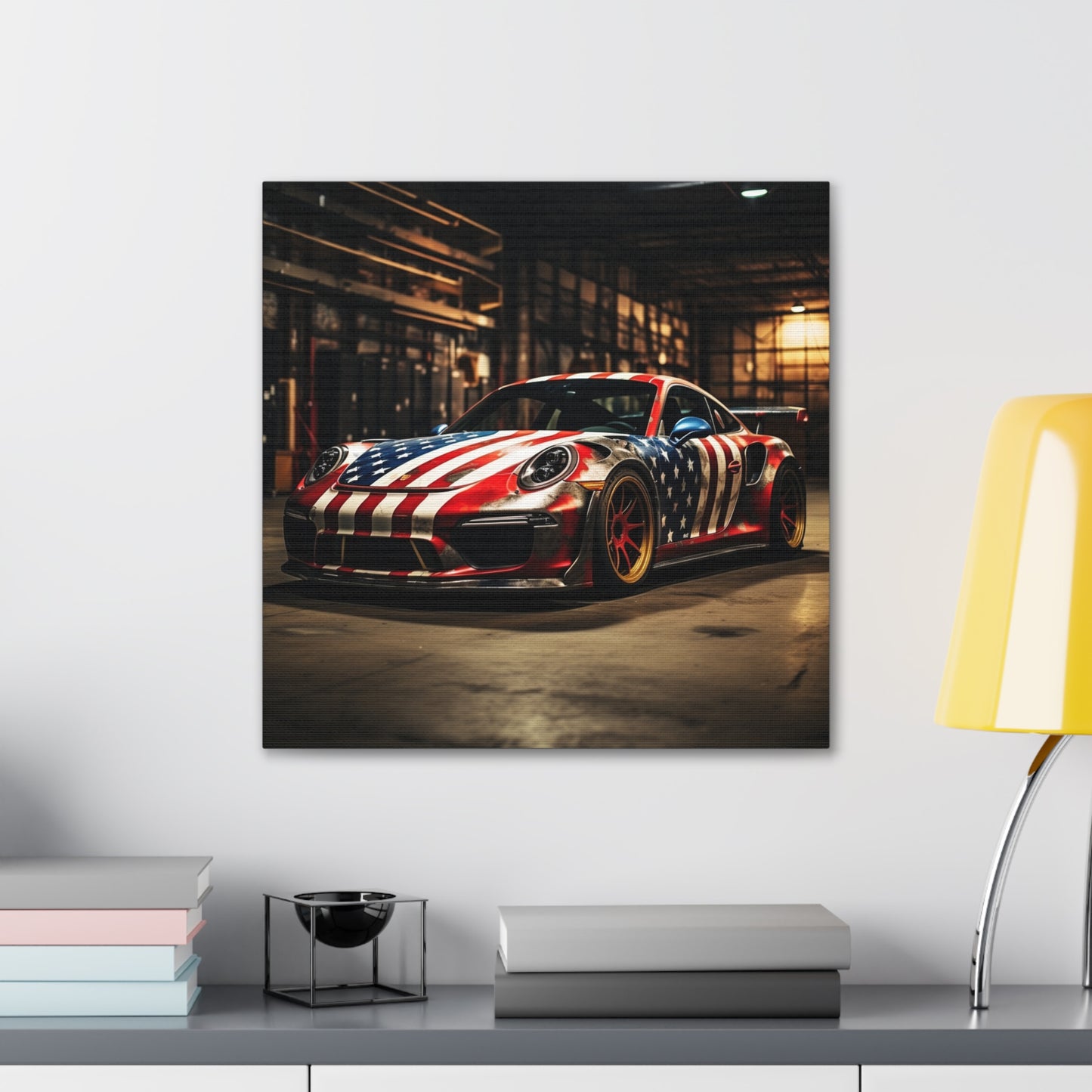 Canvas Gallery Wraps American Flag Porsche 4