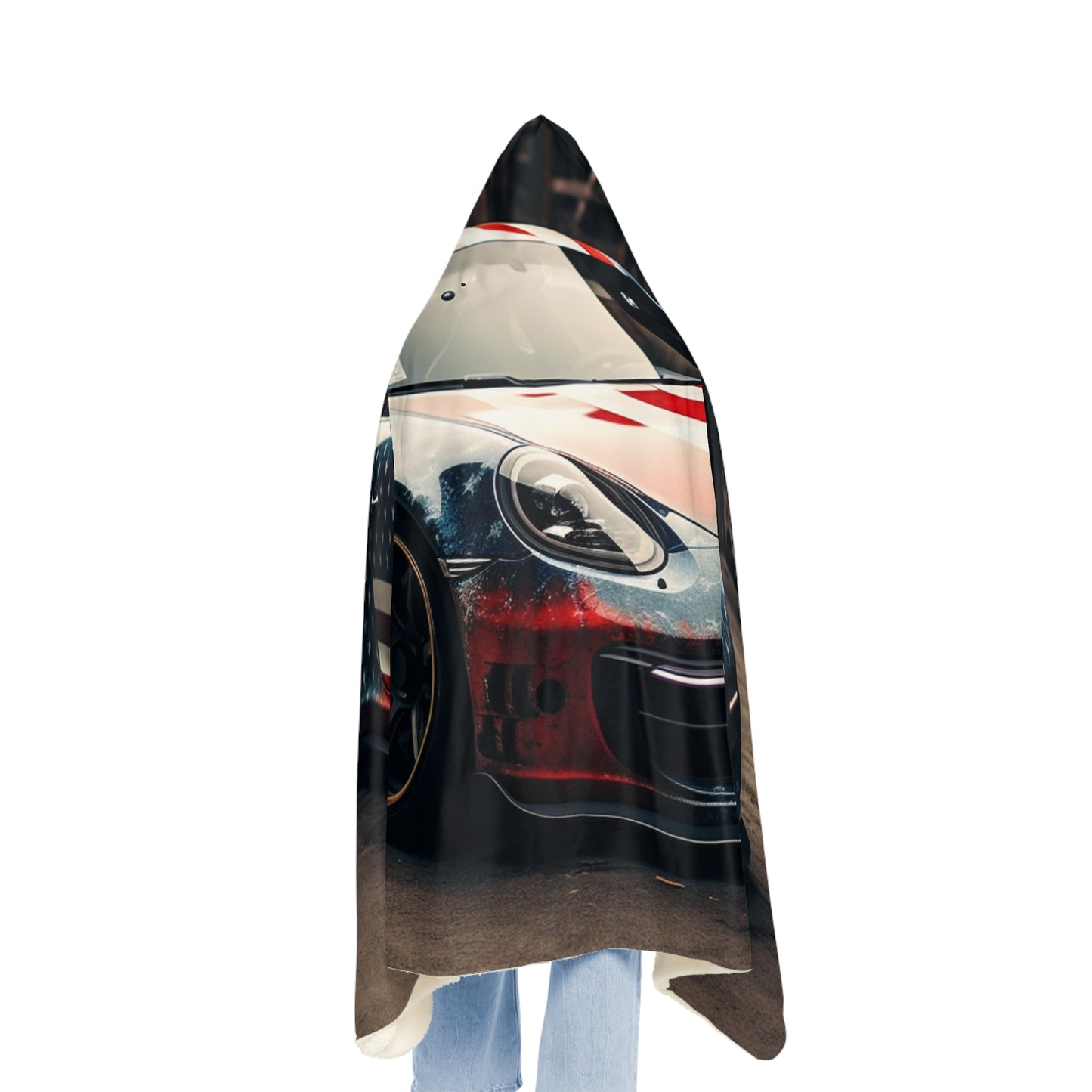 Snuggle Hooded Blanket American Flag Porsche 3