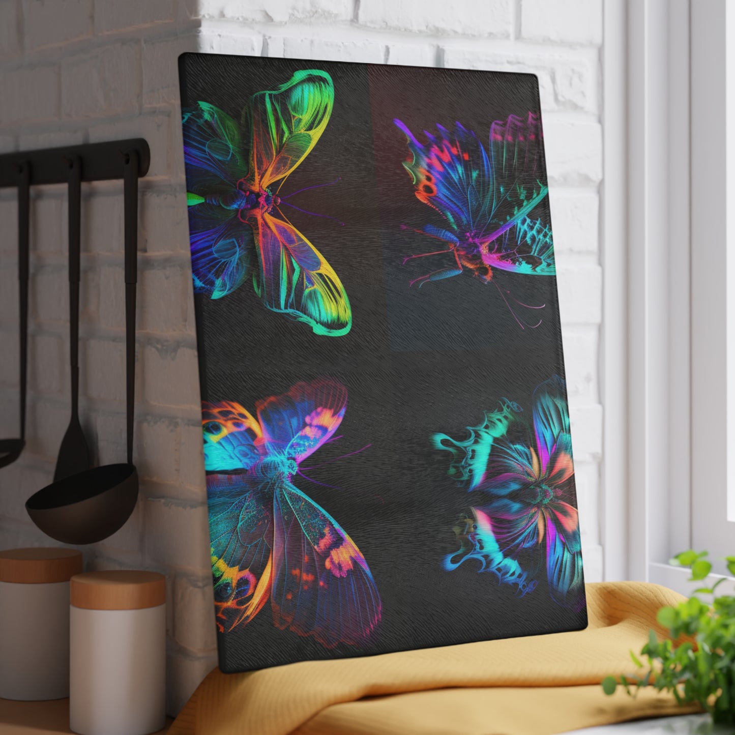 Glass Cutting Board Raw Hyper Color Butterfly 5