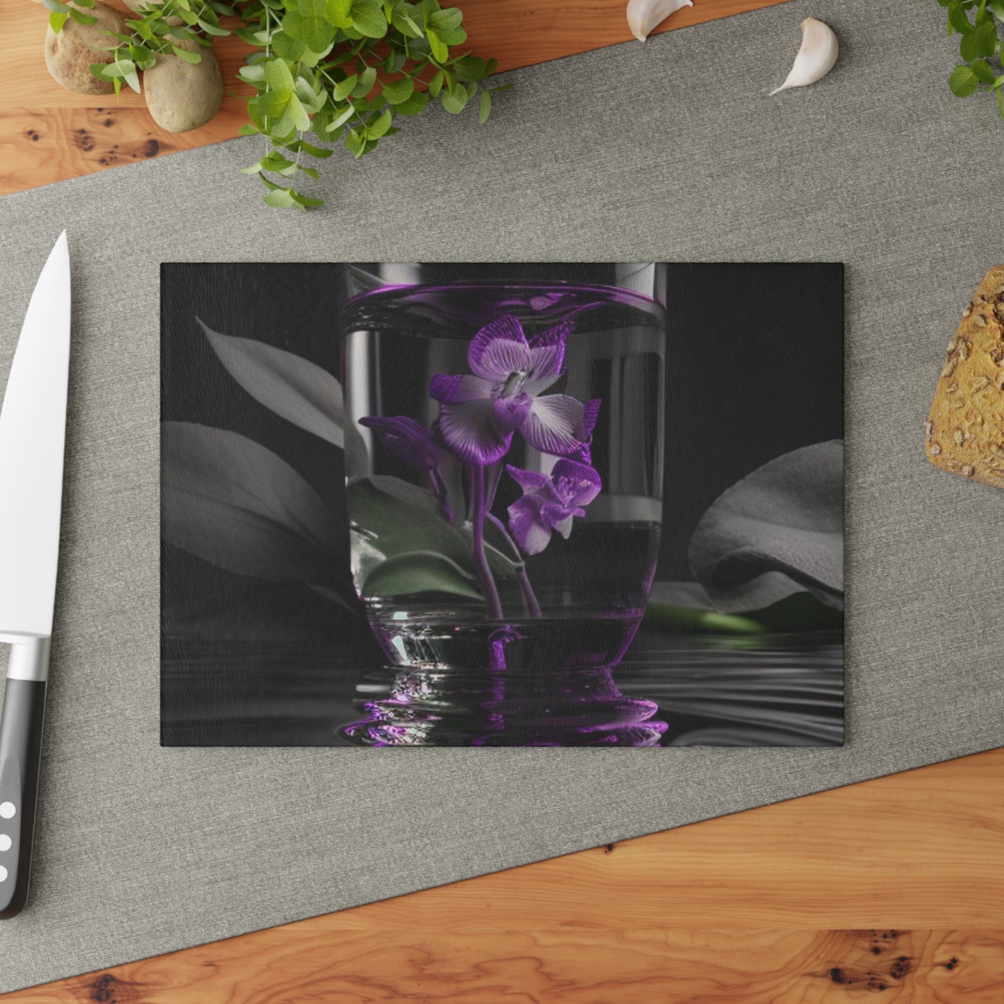 Glass Cutting Board Purple Orchid Glass vase 1