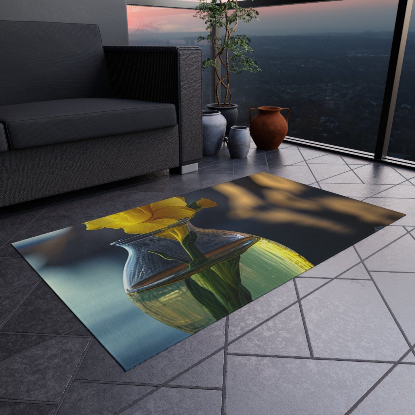 Outdoor Rug  Yellow Gladiolus glass 3