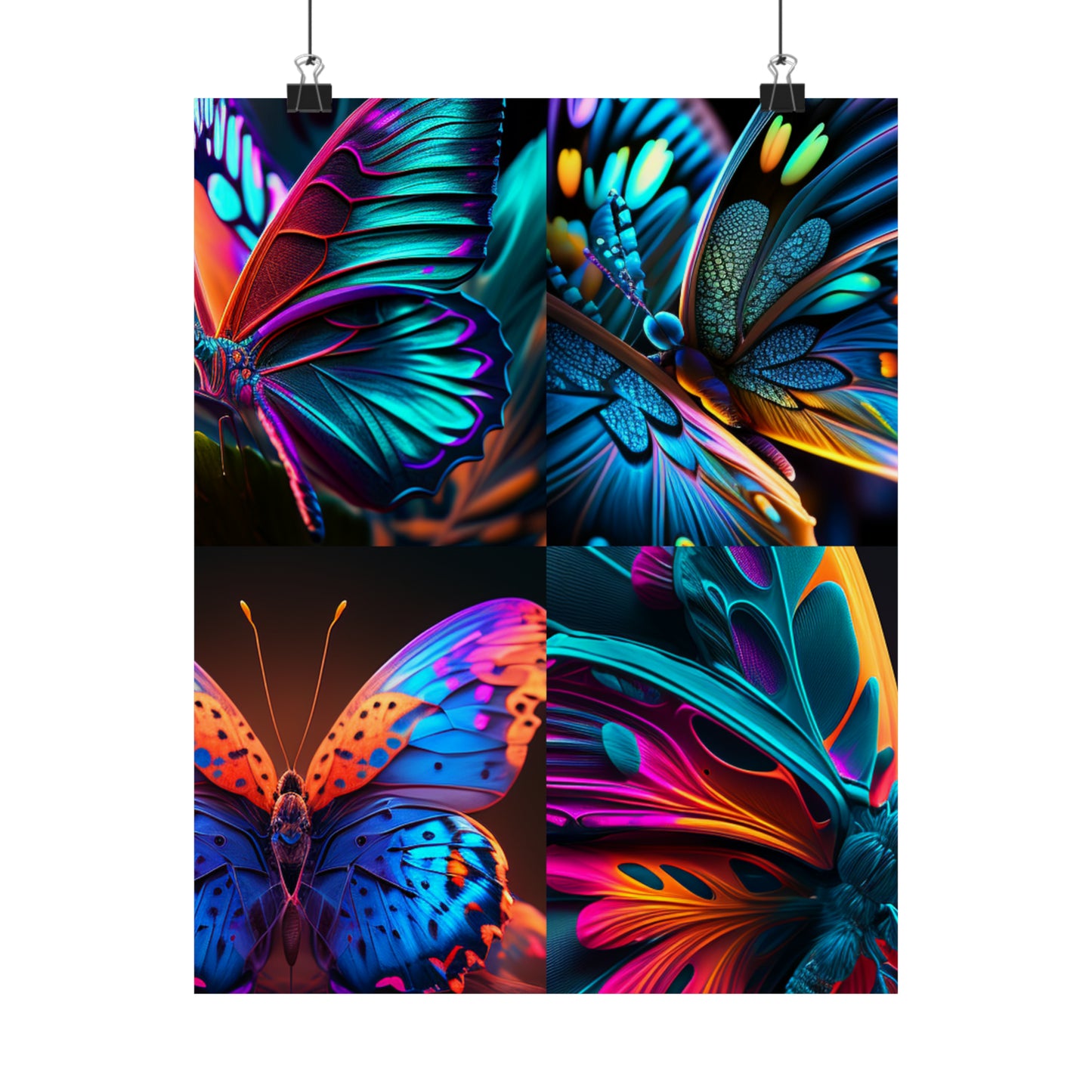 Premium Matte Vertical Posters Neon Butterfly Macro 5