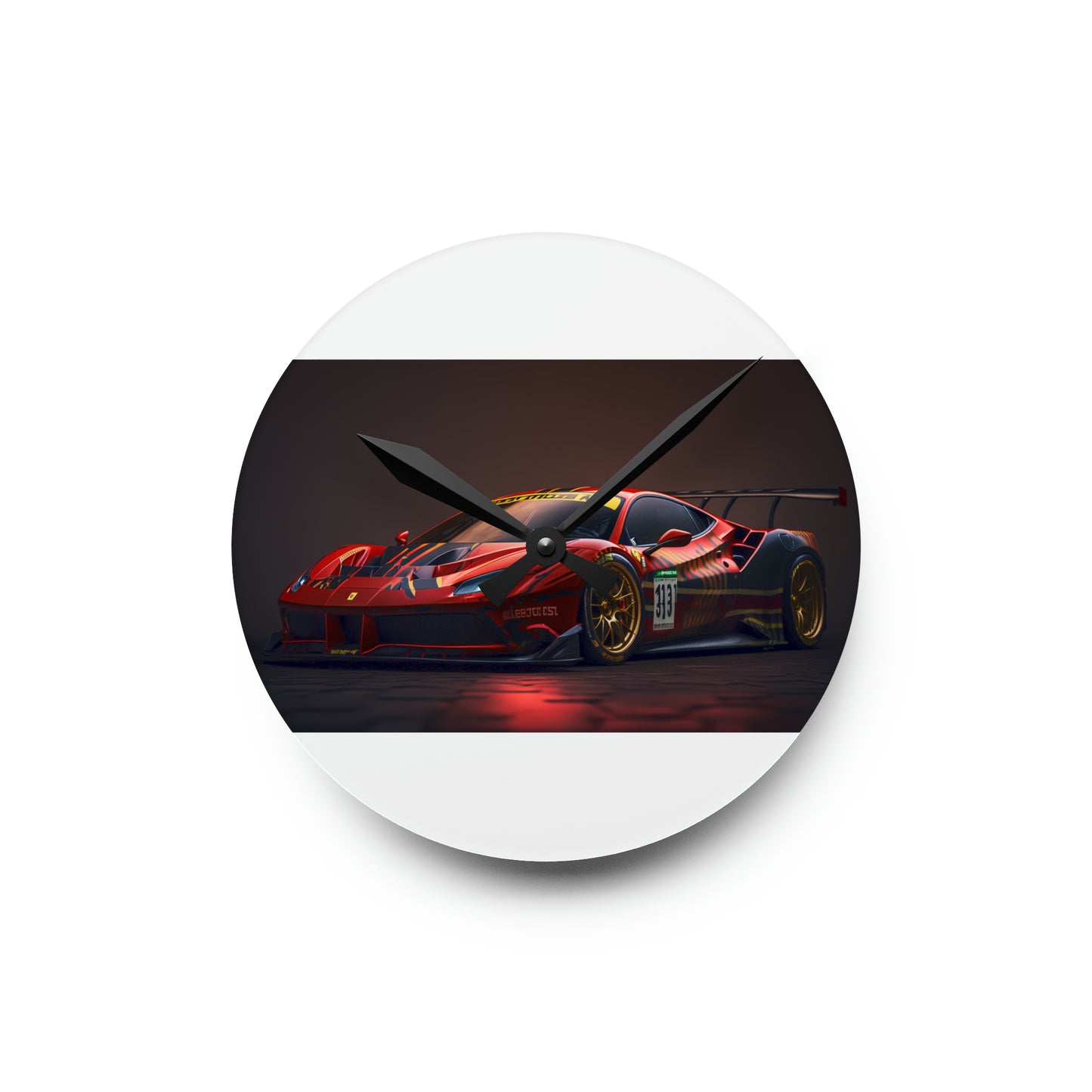 Acrylic Wall Clock Ferrari Red 1