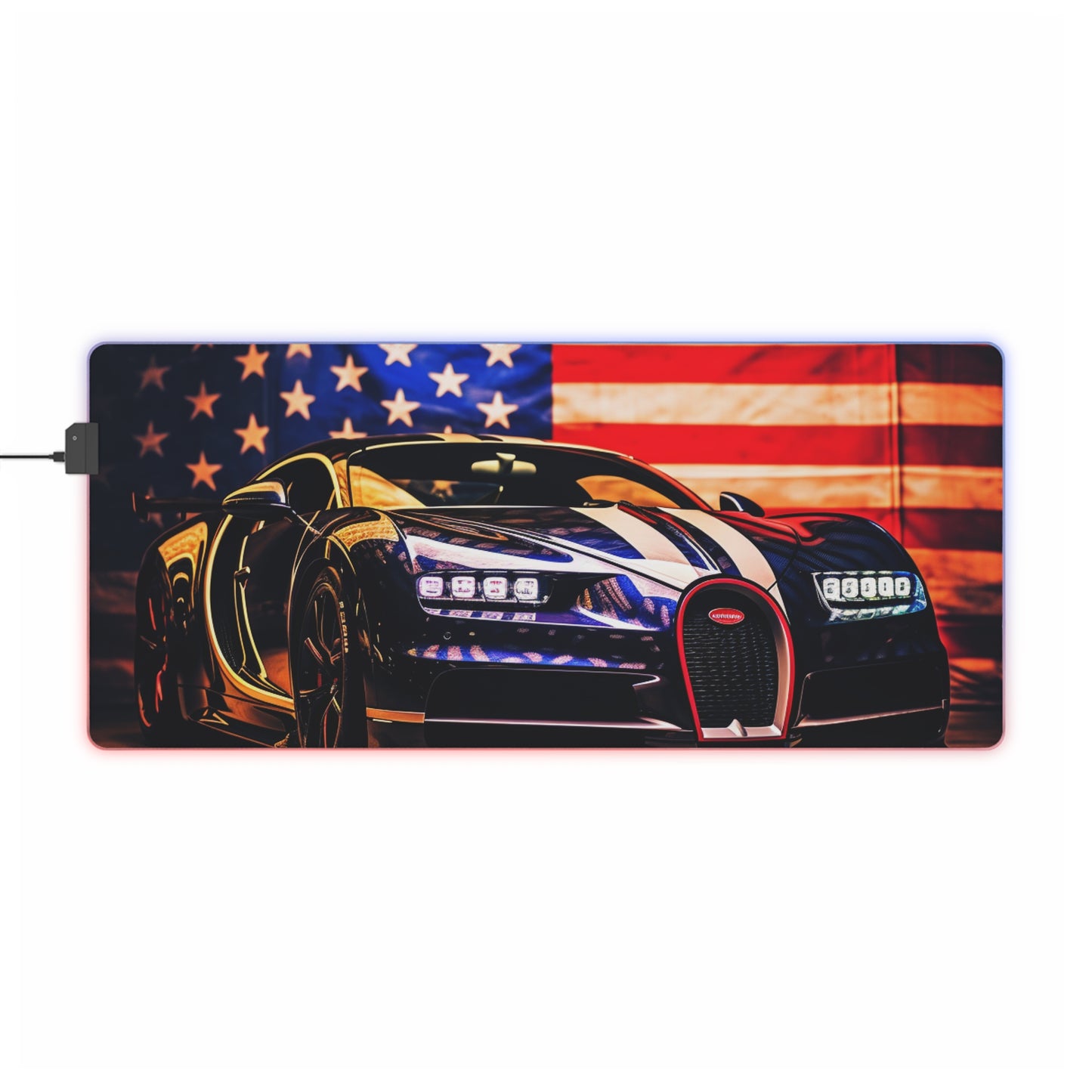 LED Gaming Mouse Pad Macro Bugatti American Flag 4