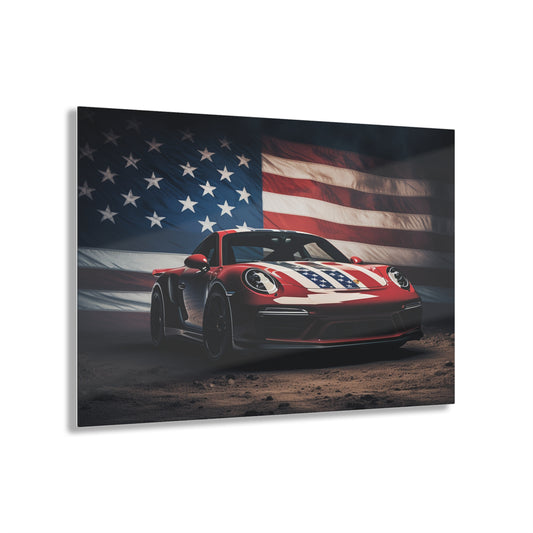 Acrylic Prints American Flag Background Porsche 3