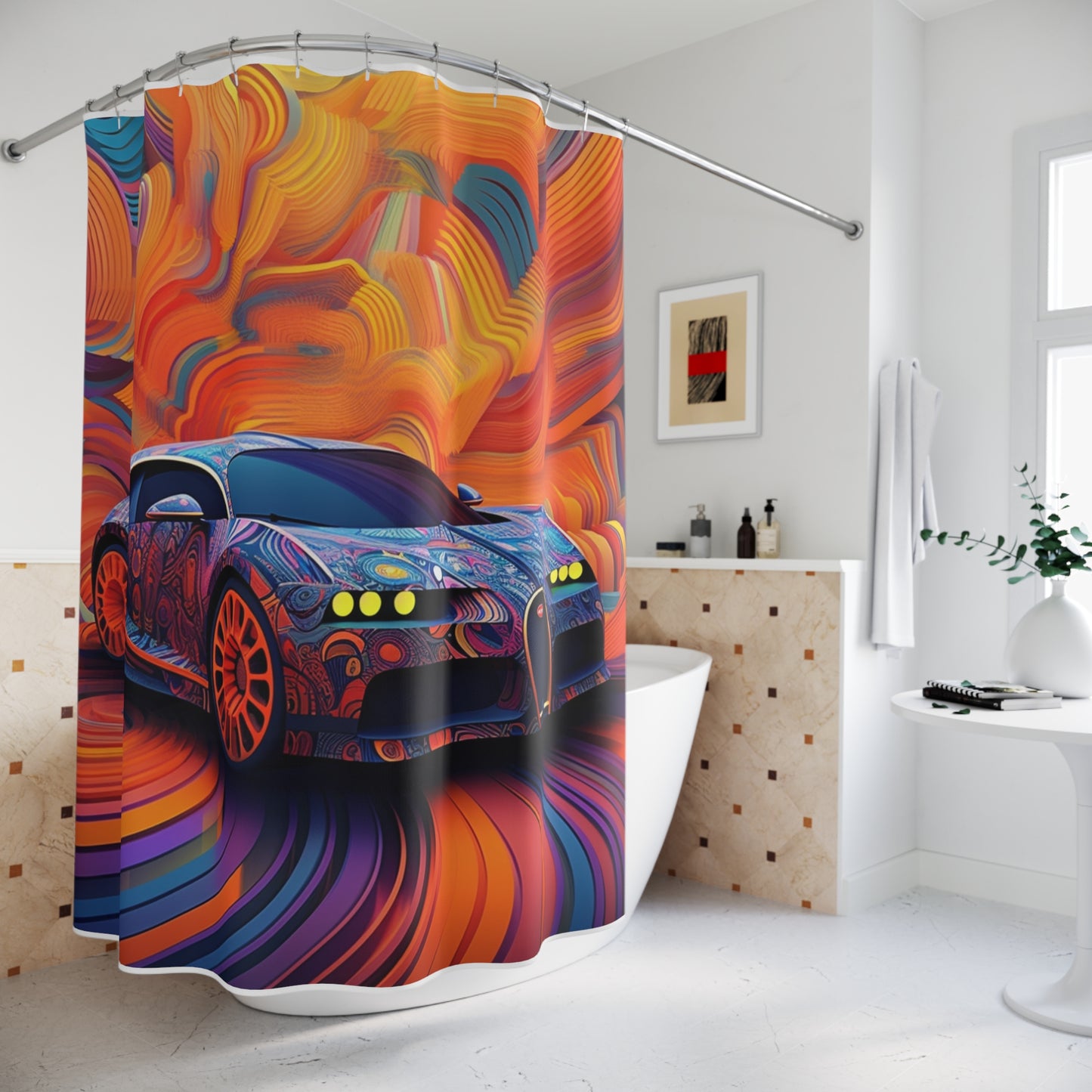 Polyester Shower Curtain Bugatti Abstract Concept 4