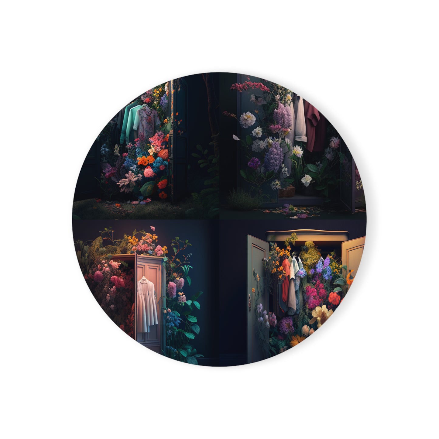 Cork Back Coaster A Wardrobe Surrounded by Flowers 5