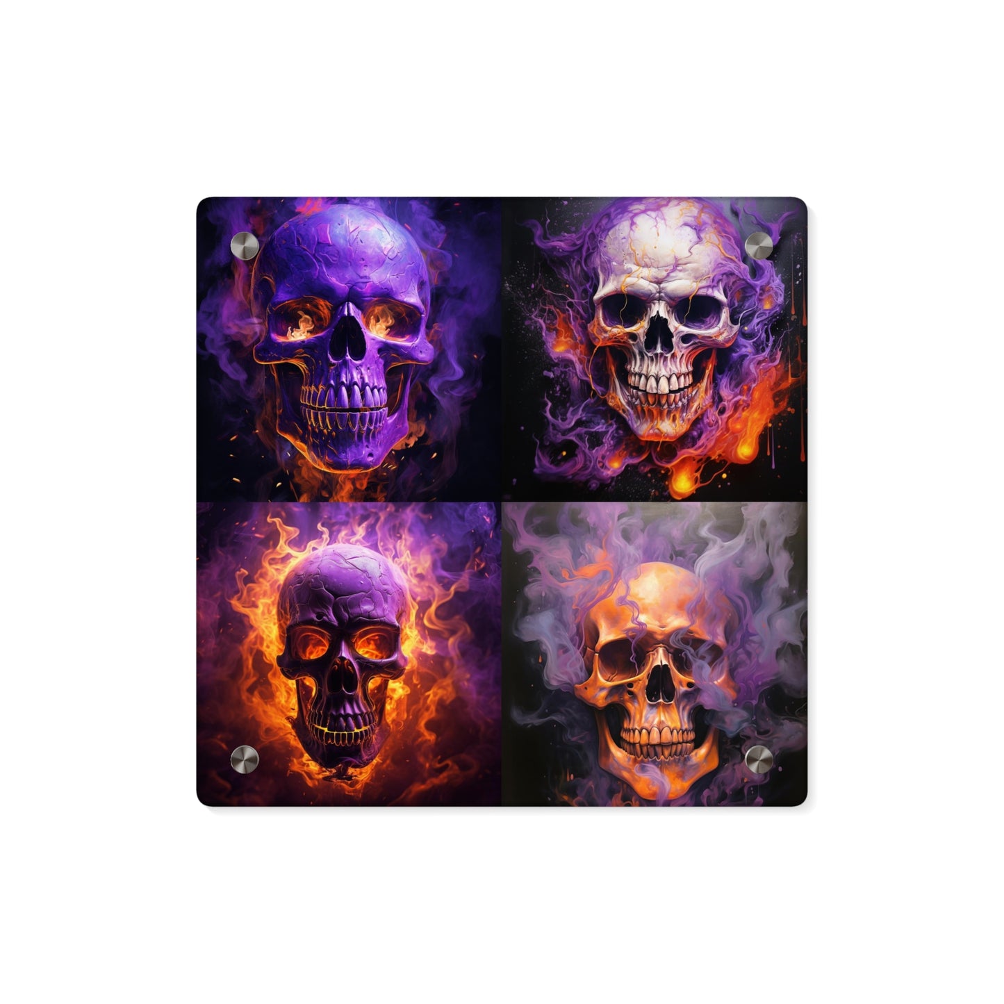 Acrylic Wall Art Panels Skull Flames 5