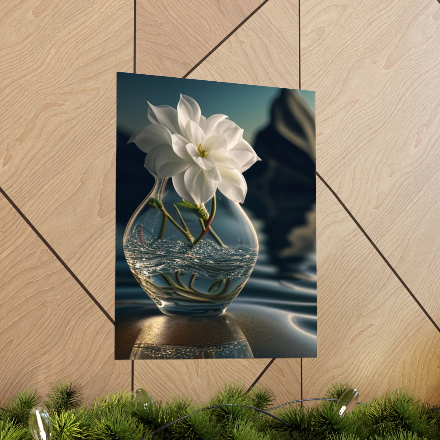 Premium Matte Vertical Posters Jasmine glass vase 4