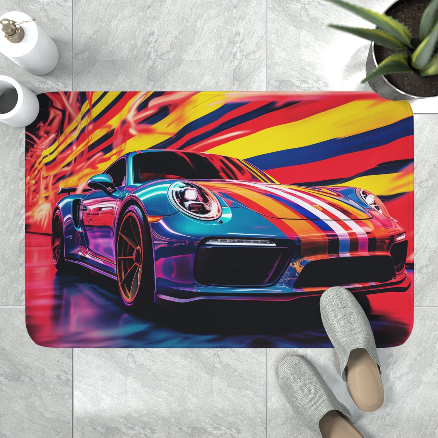 Memory Foam Bath Mat Macro American Flag Porsche 2