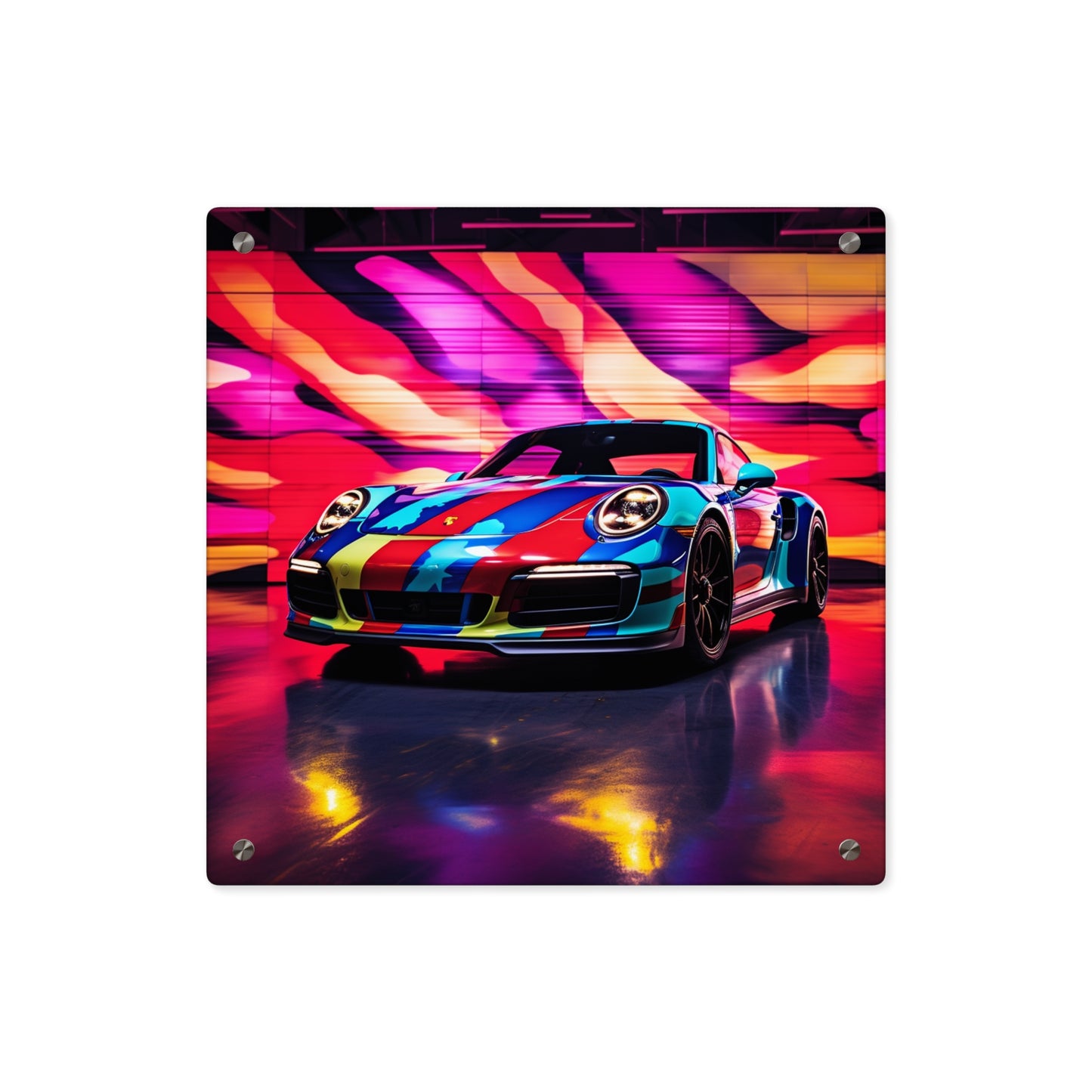 Acrylic Wall Art Panels Macro American Flag Porsche 1