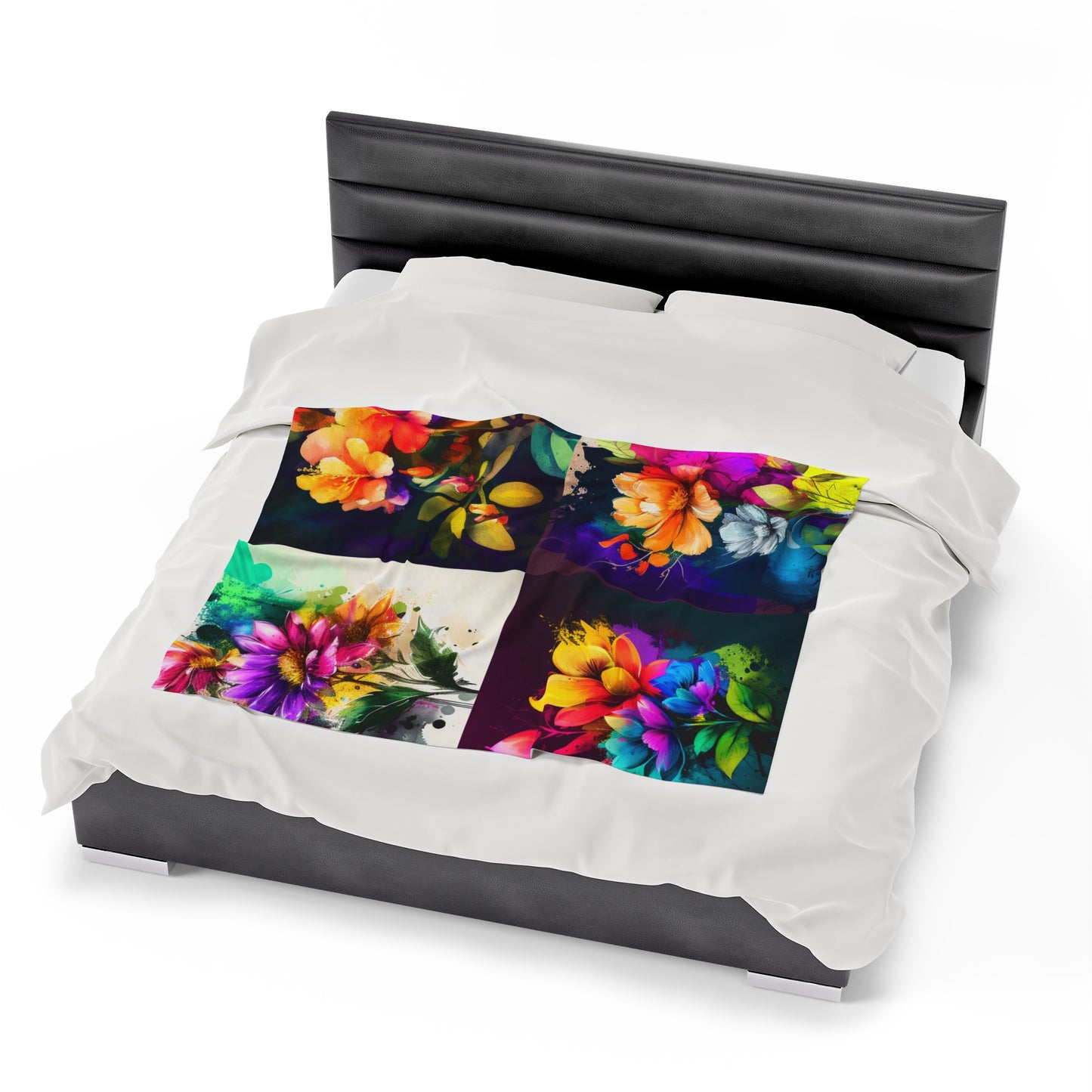 Velveteen Plush Blanket Bright Spring Flowers 5